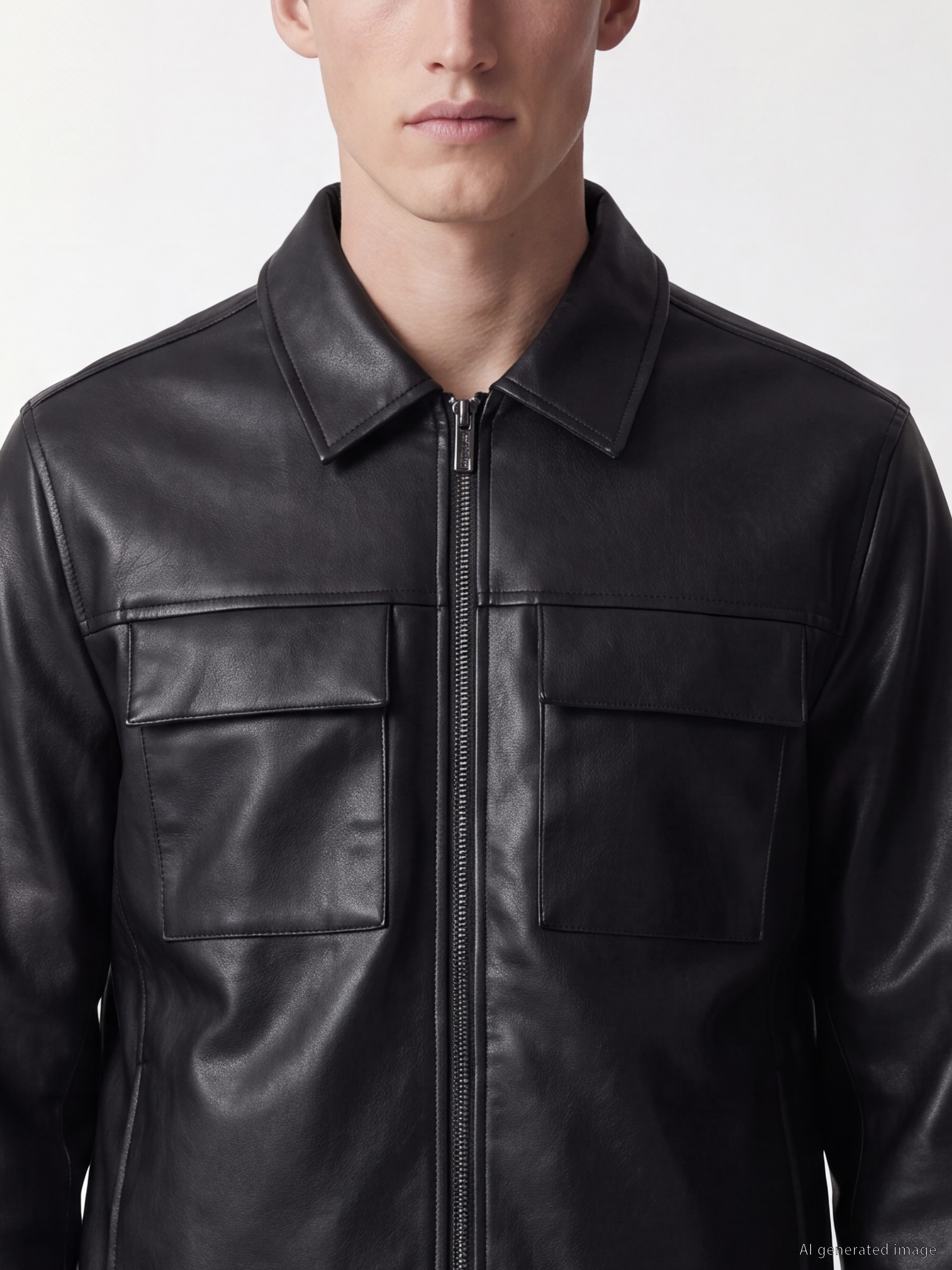 SOUTHBLUE Regular Fit Erkek Deri Görünümlü Mont görsel 3