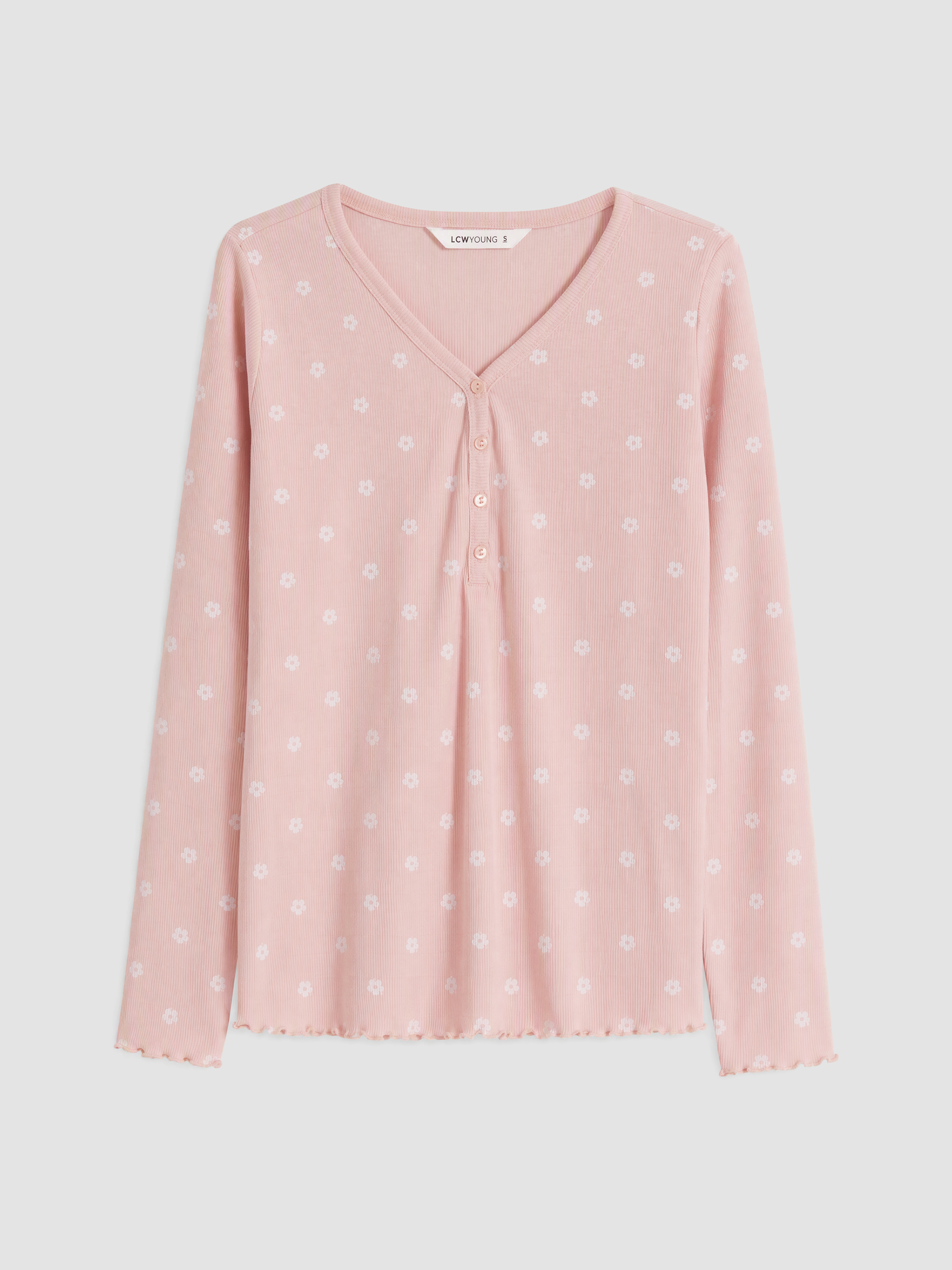 LCW Young V Yaka Çiçekli Kadın Pijama Takım görsel 2