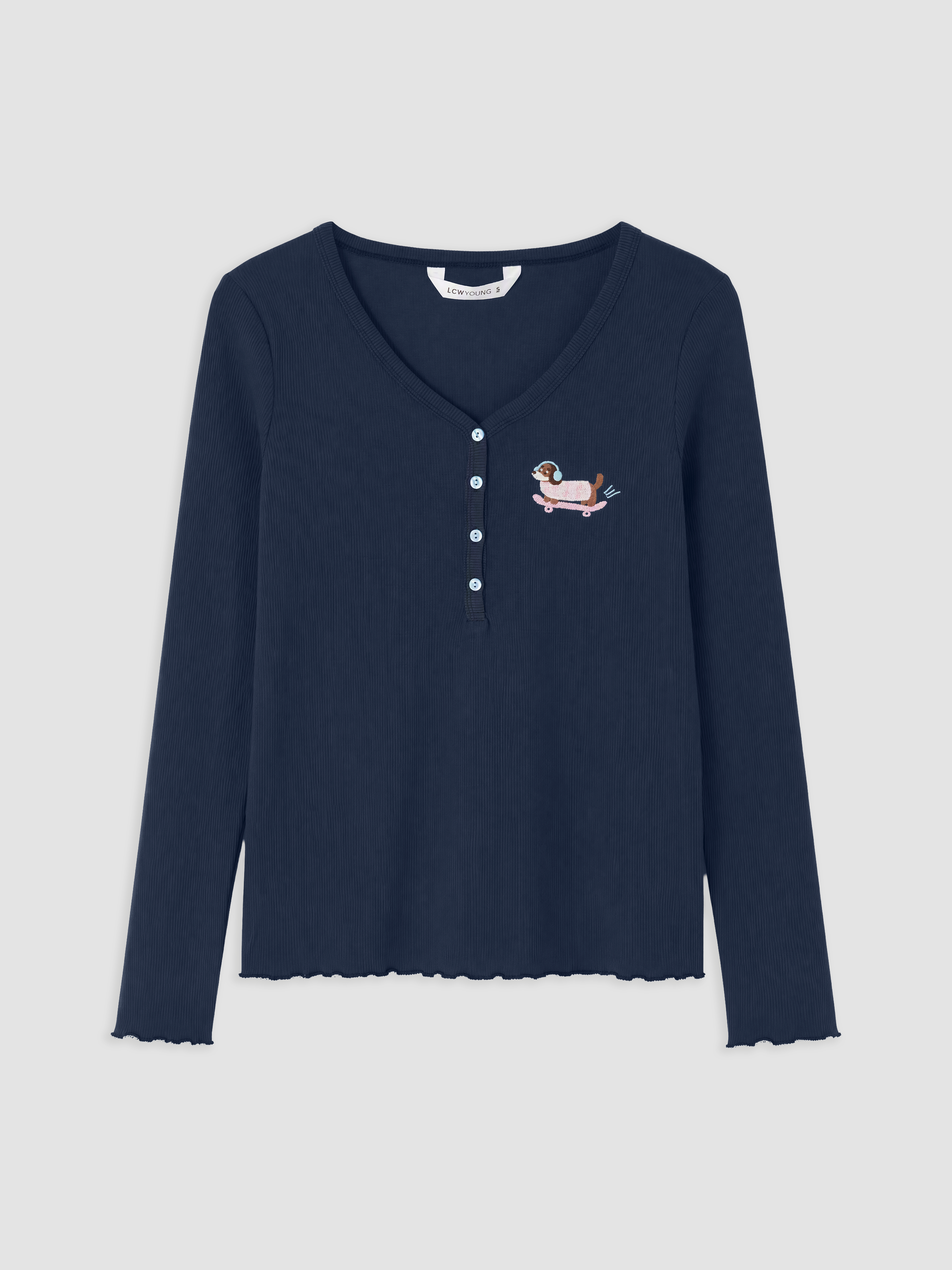 LCW Young V Yaka Nakışlı Kadın Pijama Takım görsel 6