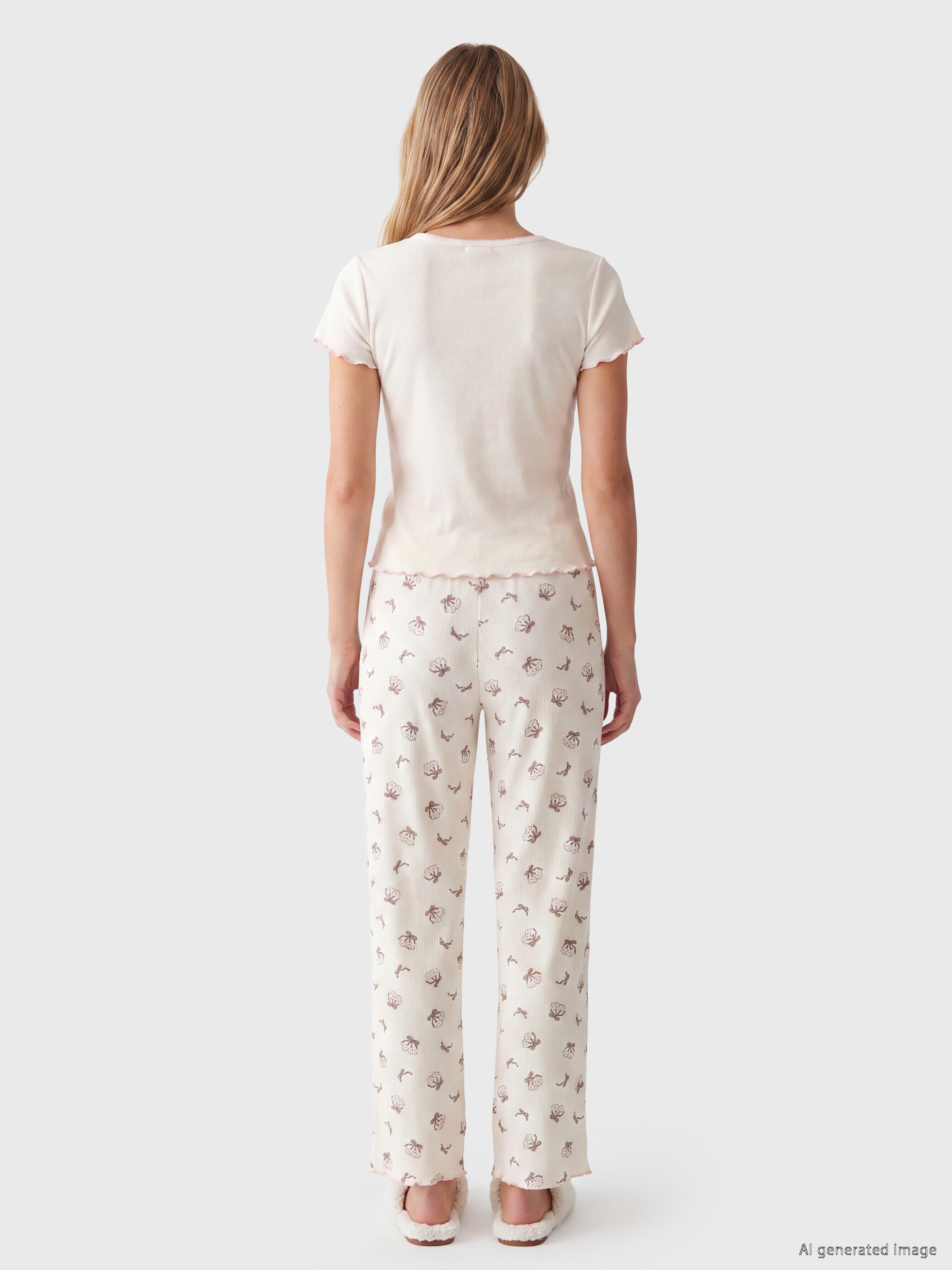 LCW Young U Yaka Nakışlı Pijama Takım görsel 4