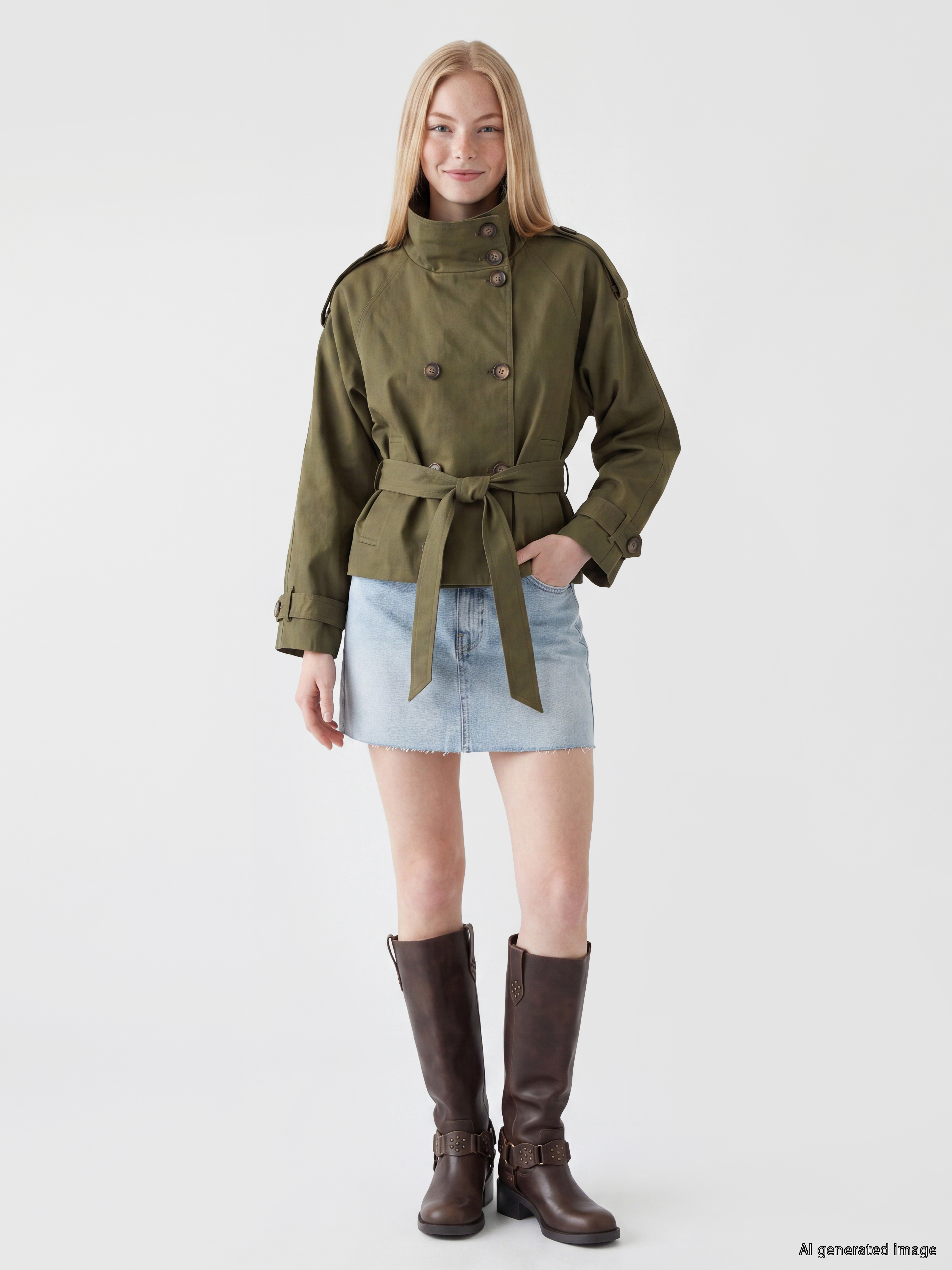 XSIDE Dik Yaka Oversize Kadın Trençkot görsel 2