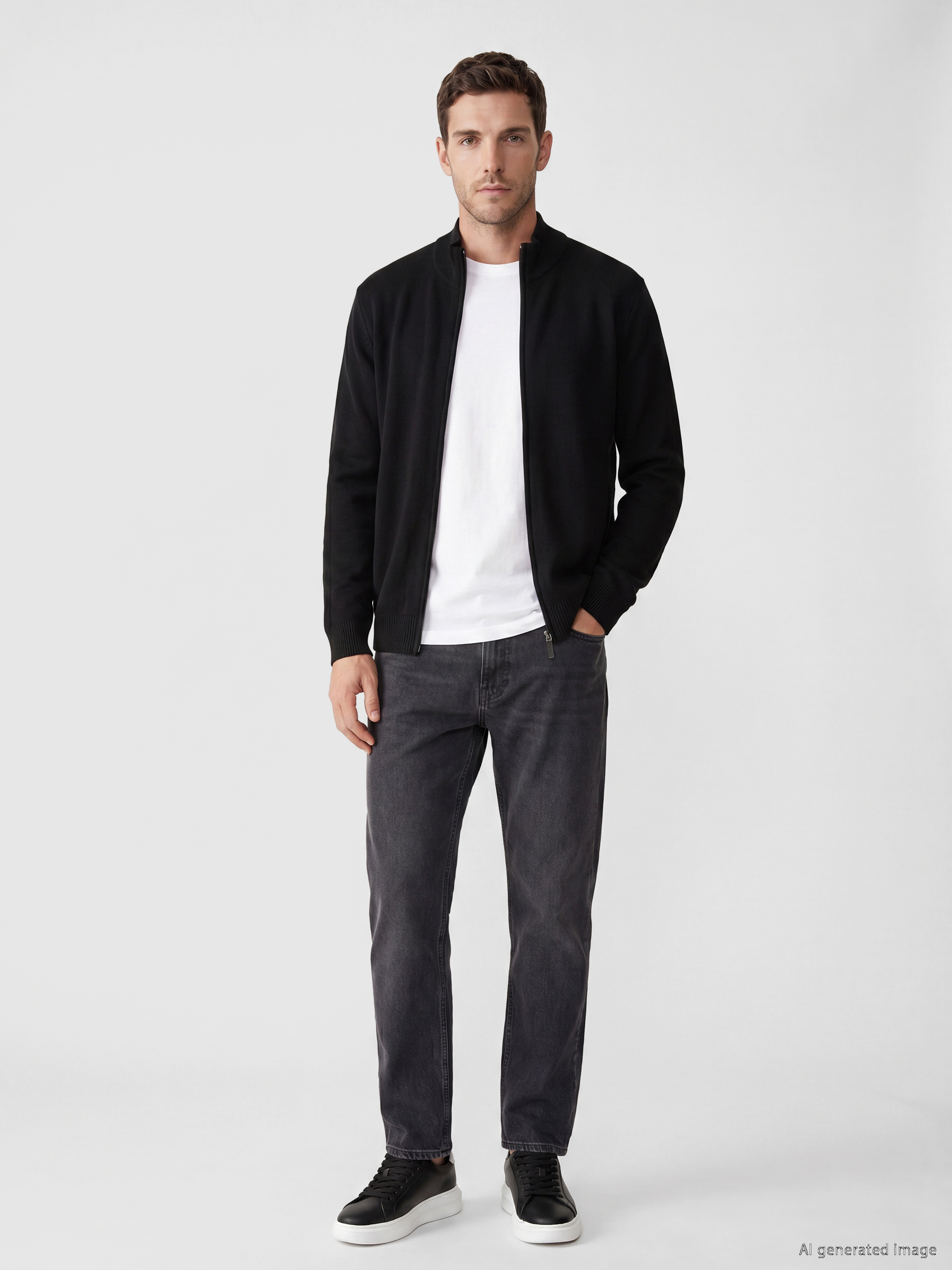 LCWAIKIKI Classic Regular Fit Dik Yaka Erkek Triko Hırka görsel 2