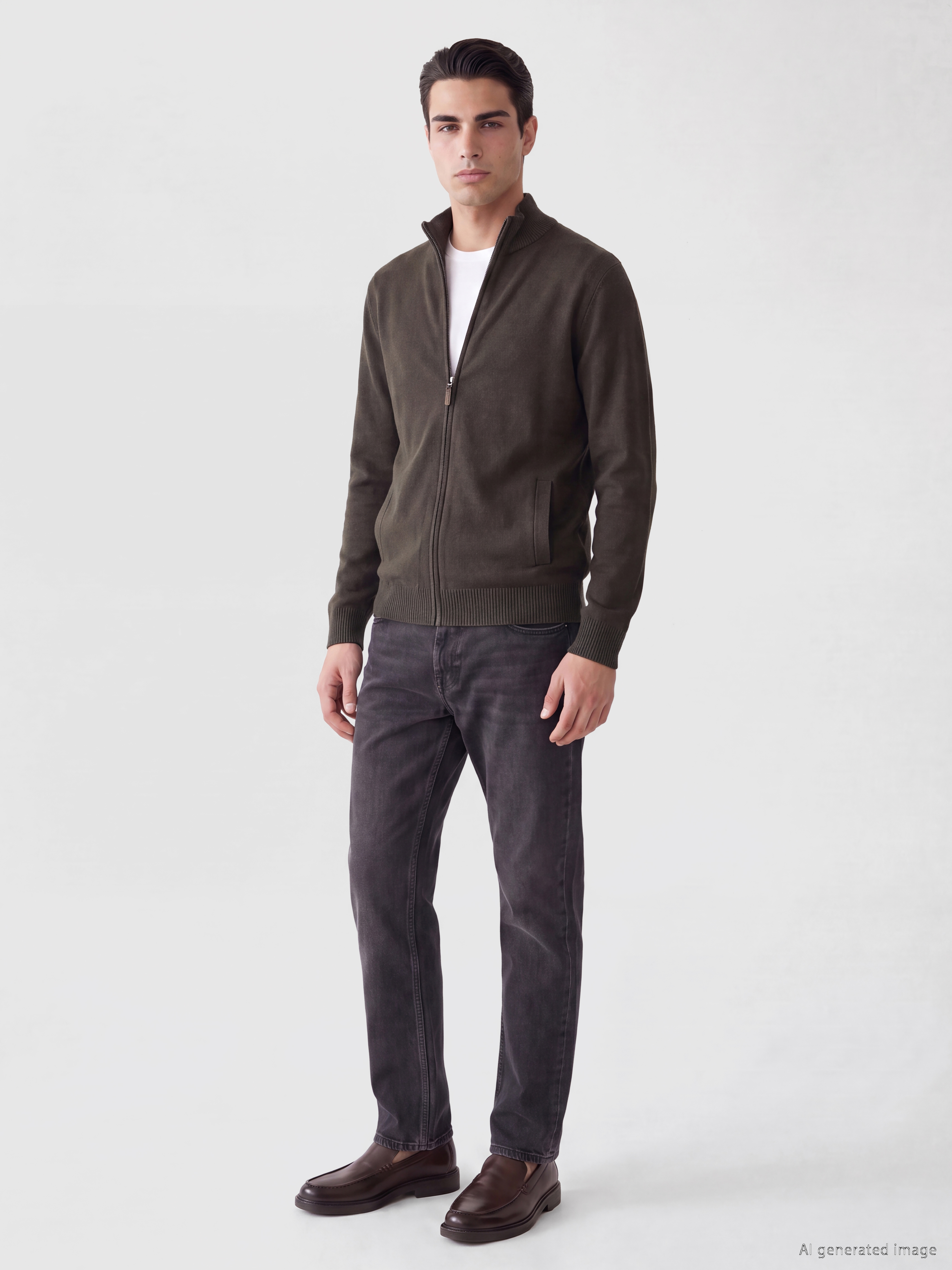 LCWAIKIKI Classic Regular Fit Dik Yaka Erkek Triko Hırka görsel 2