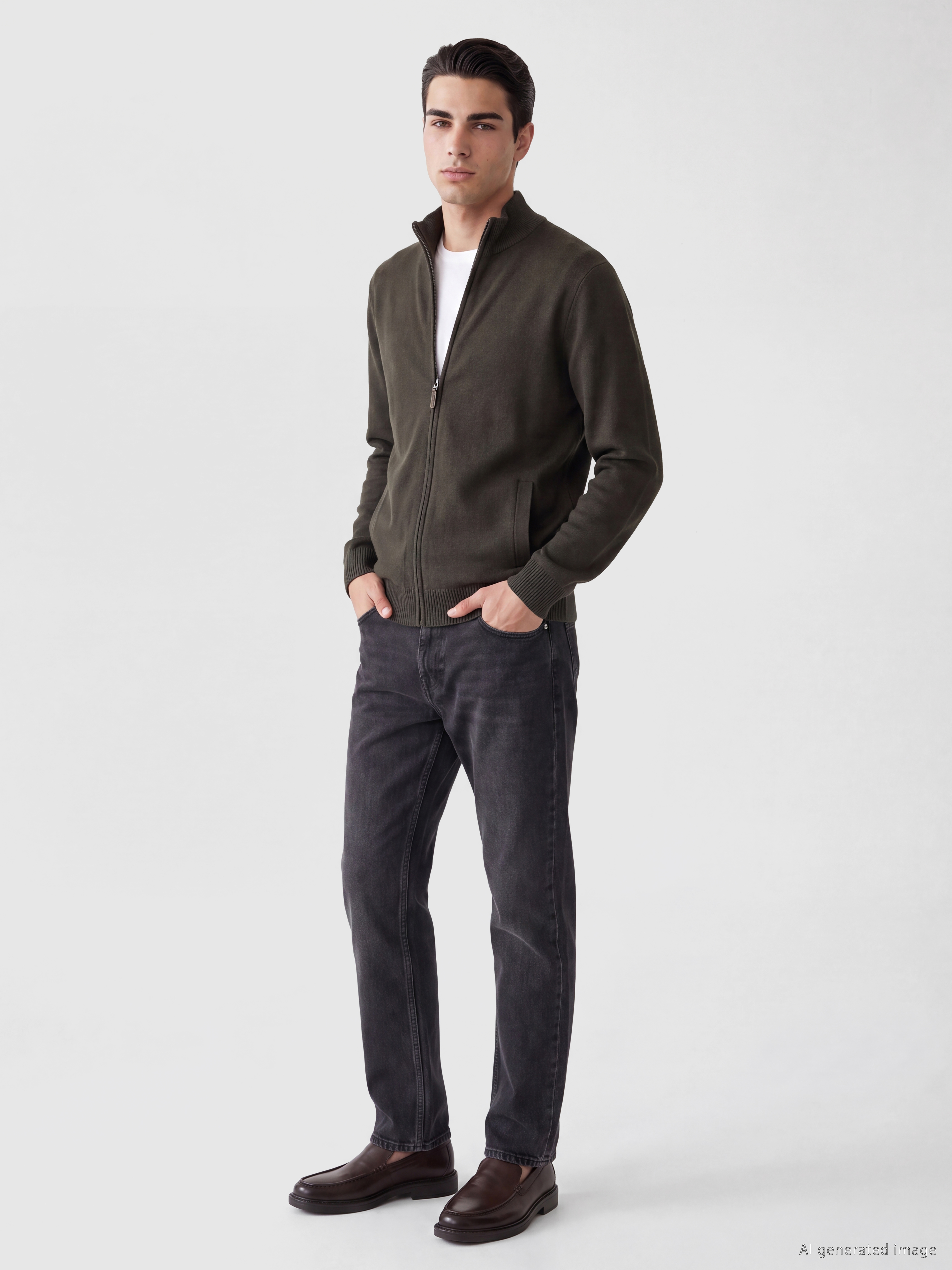 LCWAIKIKI Classic Regular Fit Dik Yaka Erkek Triko Hırka görsel 3
