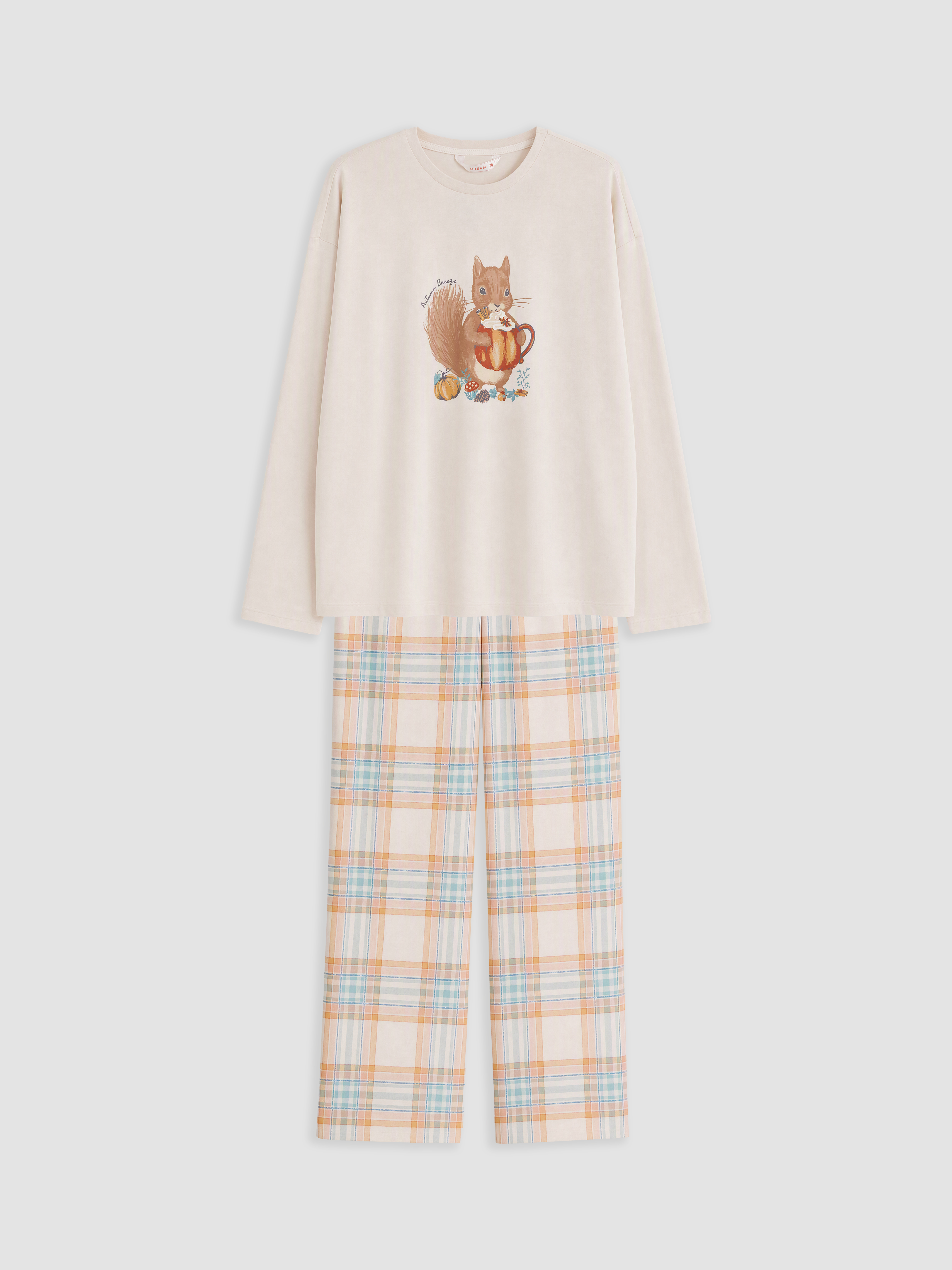 LCW DREAM Bisiklet Yaka Baskılı Kadın Pijama Takım