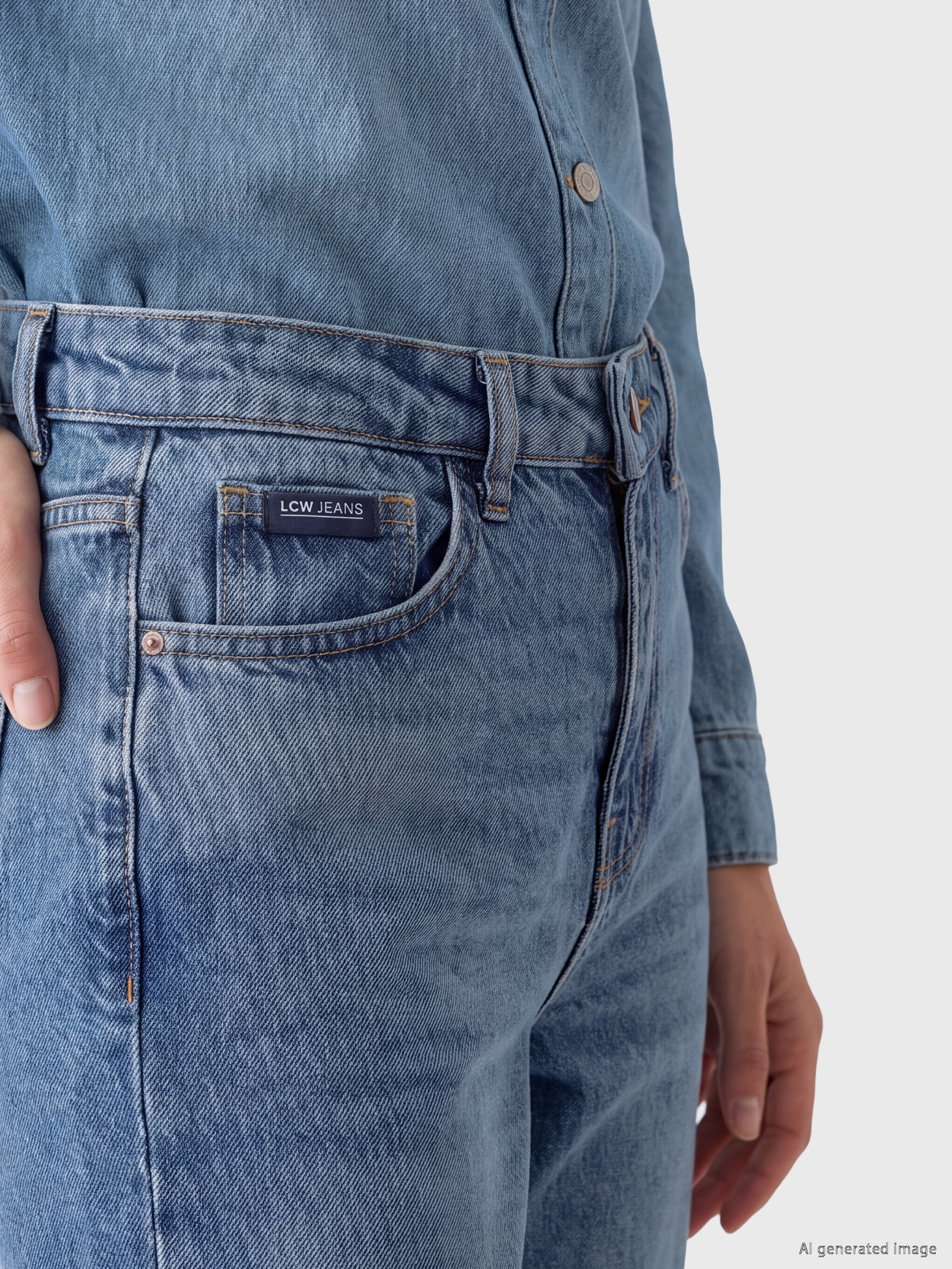 LCW Jeans Barrel Fit Kadın Jean Pantolon görsel 3