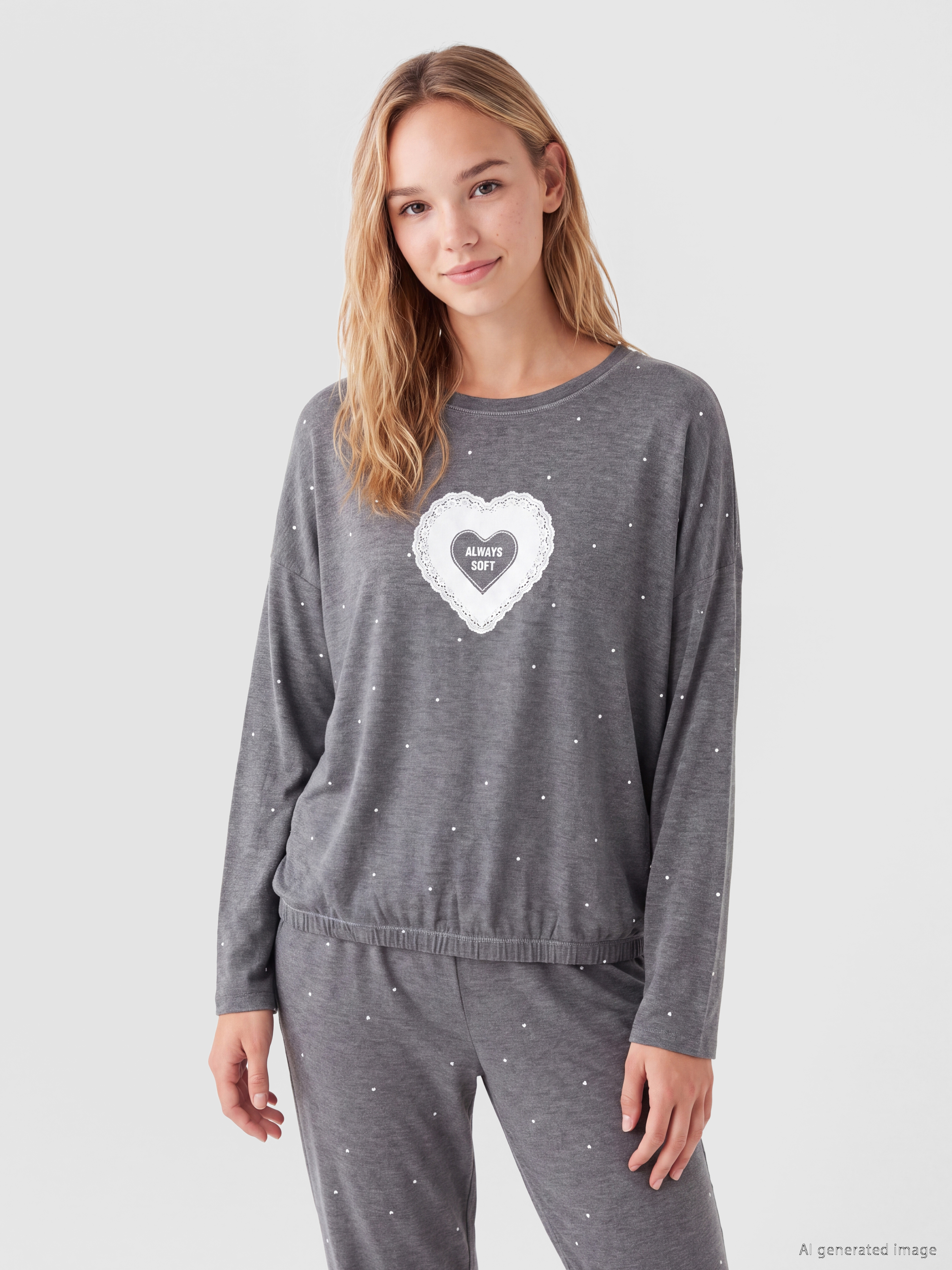 LCW DREAM Bisiklet Yaka Baskılı Kadın Pijama Takım