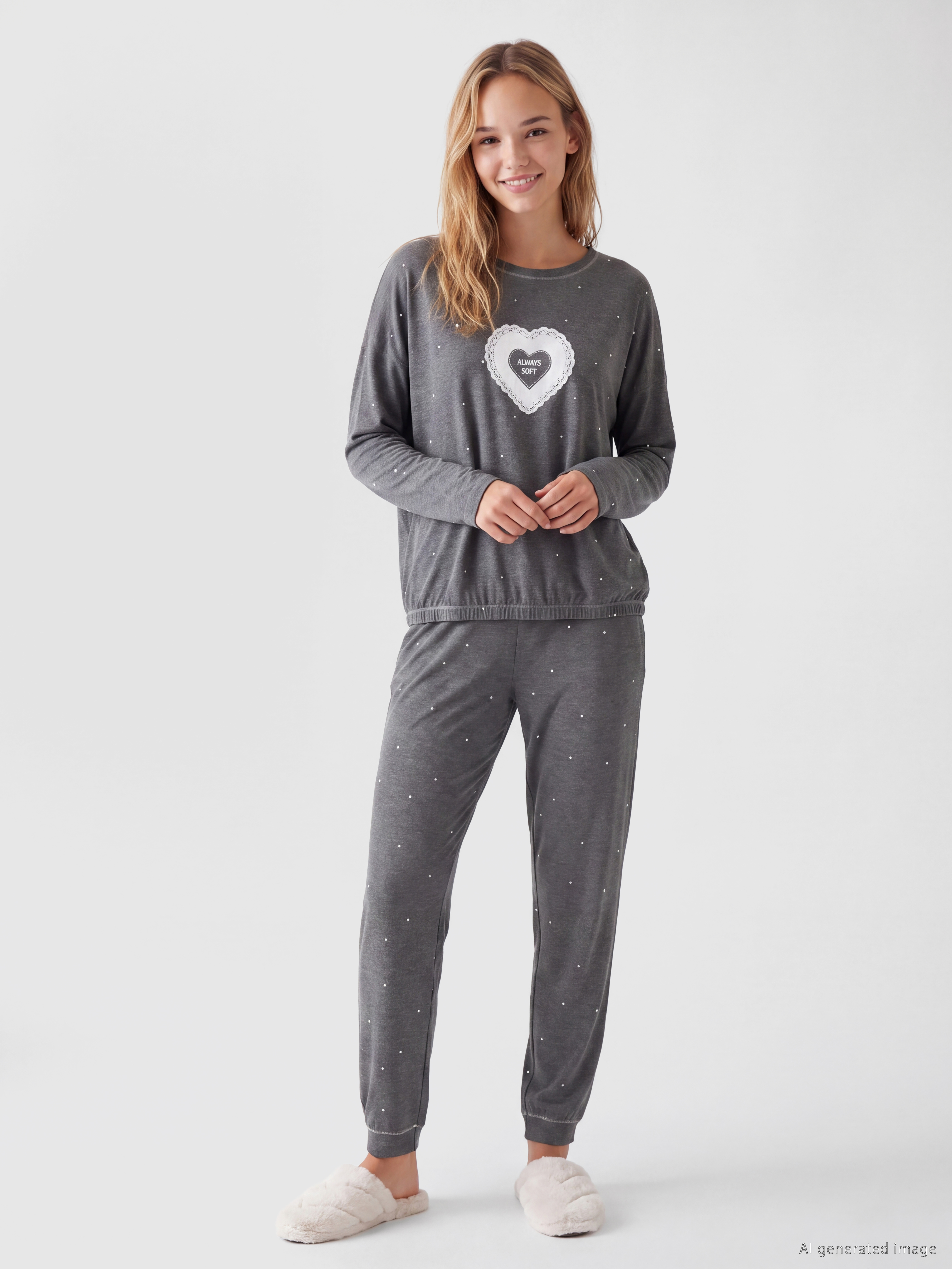 LCW DREAM Bisiklet Yaka Baskılı Kadın Pijama Takım görsel 2