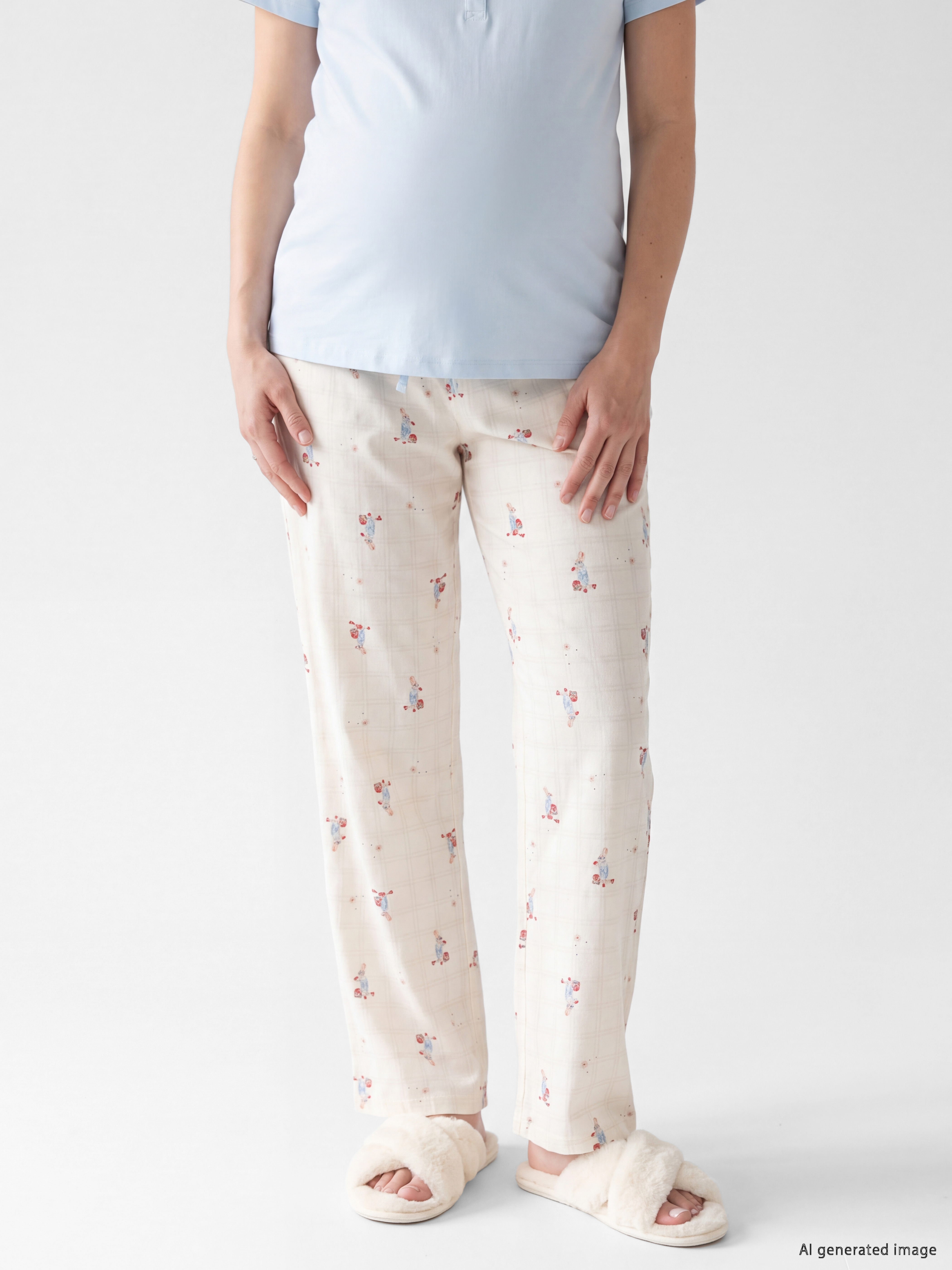 LCW DREAM Bisiklet Yaka Baskılı Hamile Pijama Takımı görsel 2