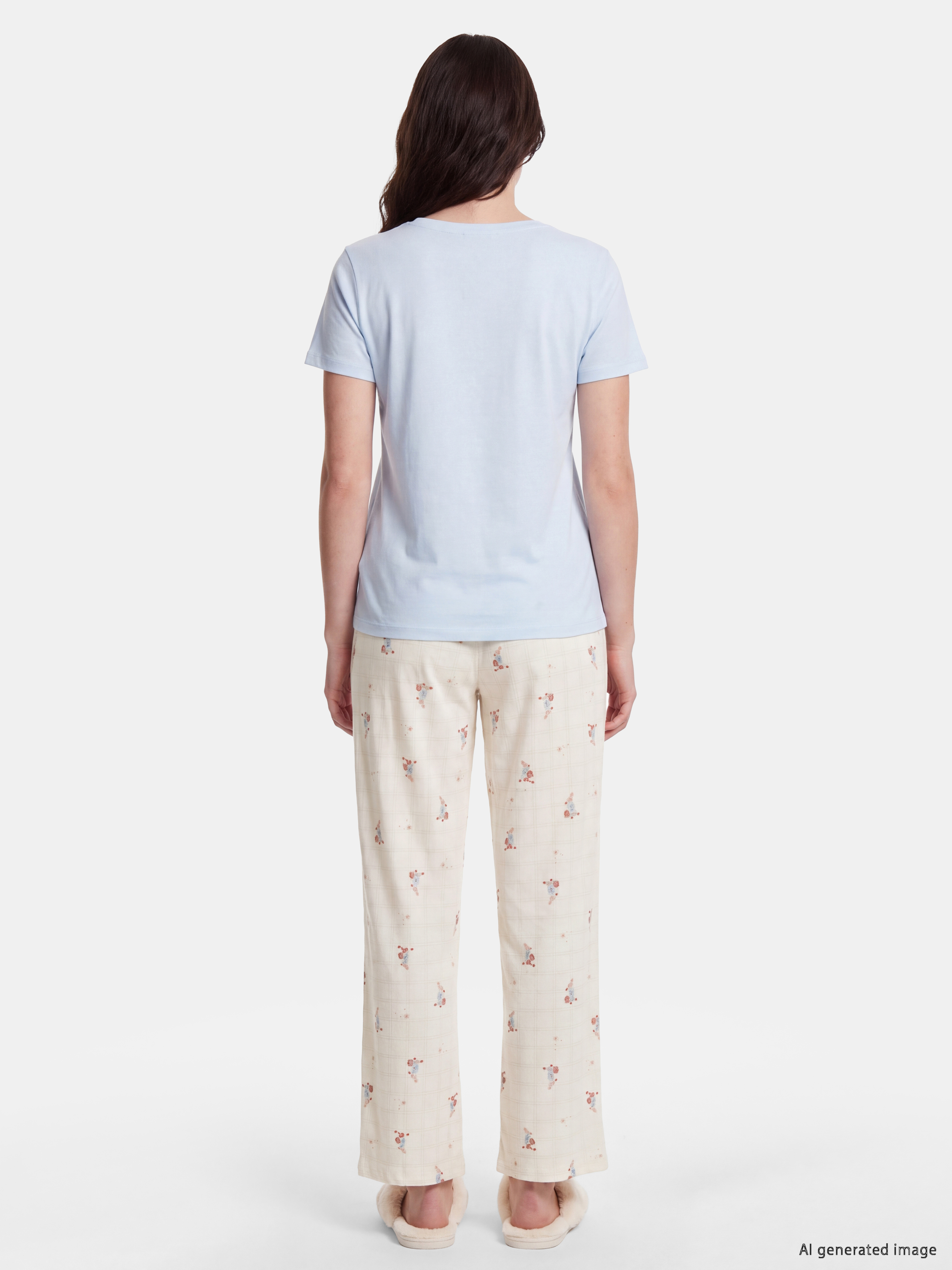 LCW DREAM Bisiklet Yaka Baskılı Hamile Pijama Takımı görsel 6