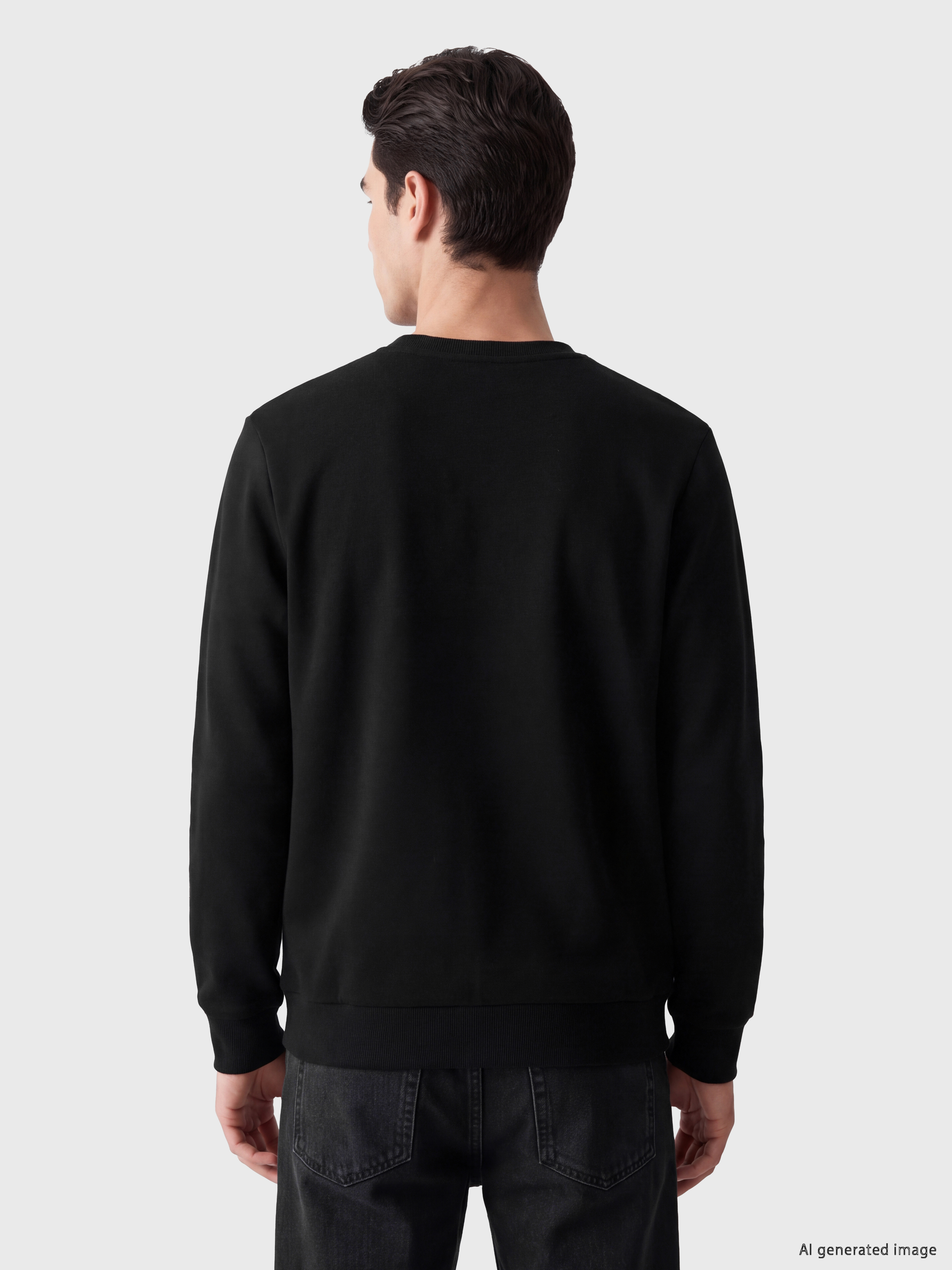 LCWAIKIKI Classic Bisiklet Yaka Baskılı Erkek Kalın Sweatshirt görsel 3