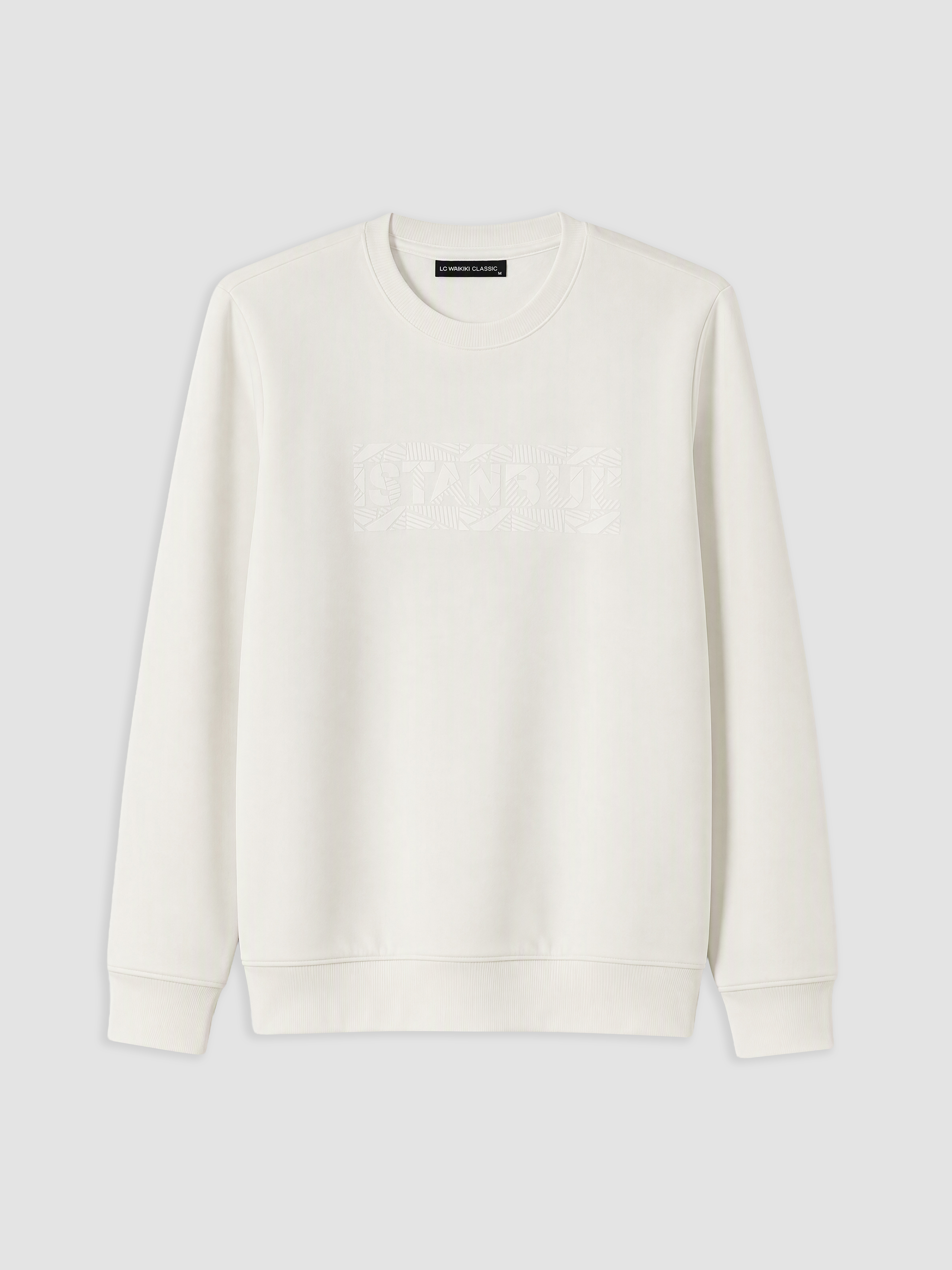 LCWAIKIKI Classic Bisiklet Yaka Baskılı Erkek Kalın Sweatshirt görsel 4