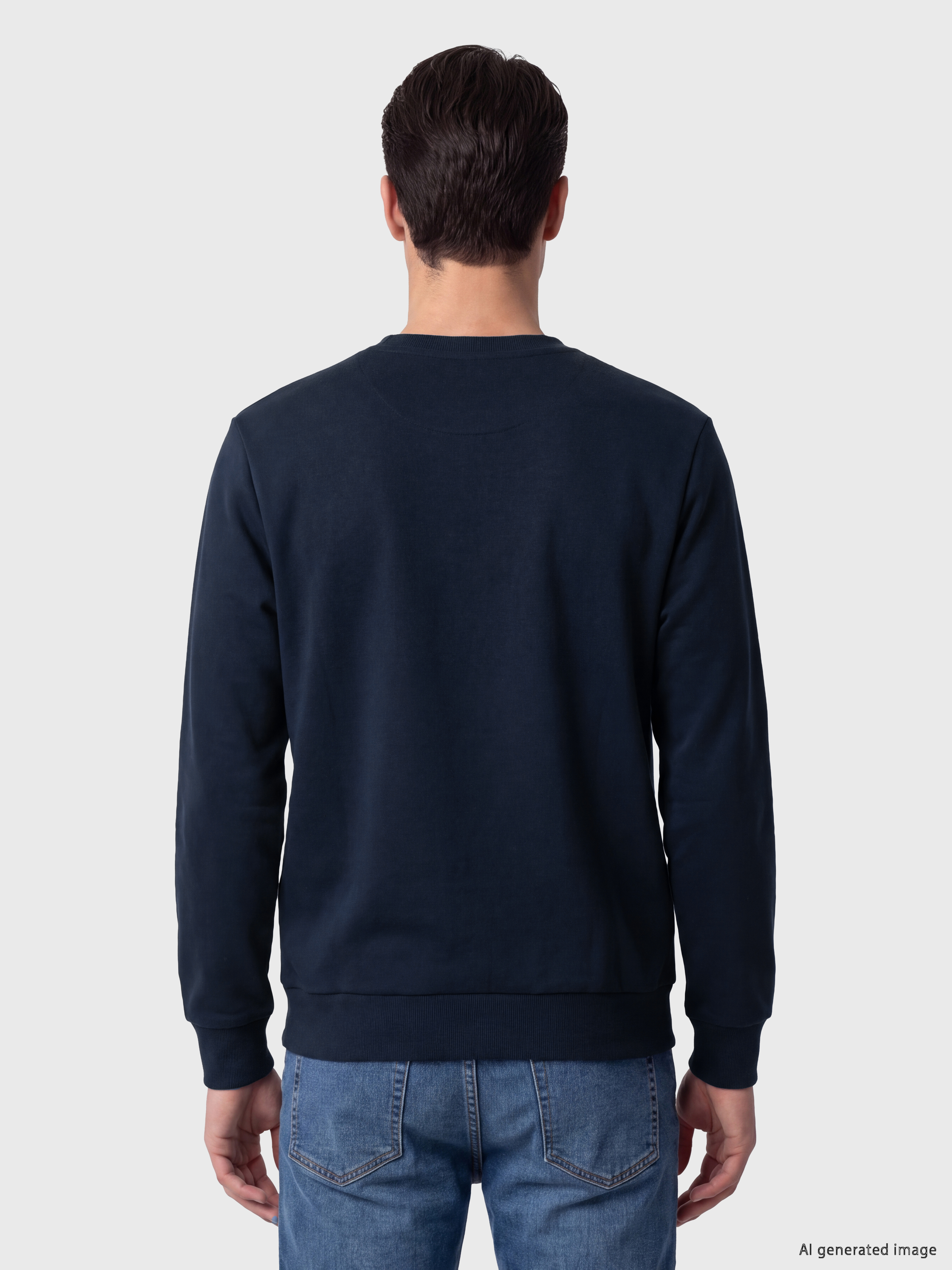 LCWAIKIKI Classic Bisiklet Yaka Baskılı Erkek Kalın Sweatshirt görsel 2