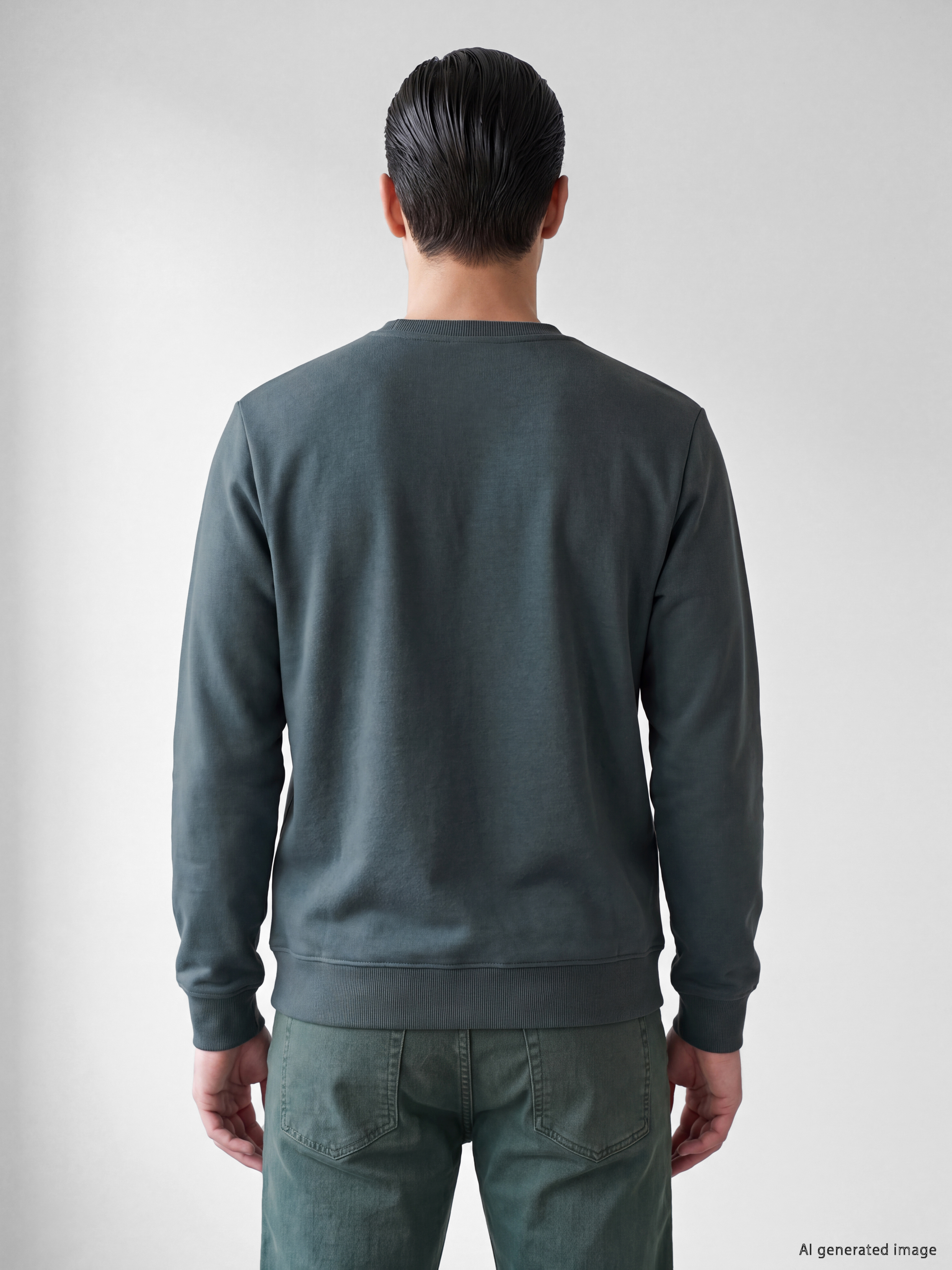 LCWAIKIKI Classic Bisiklet Yaka Baskılı Erkek Kalın Sweatshirt görsel 3