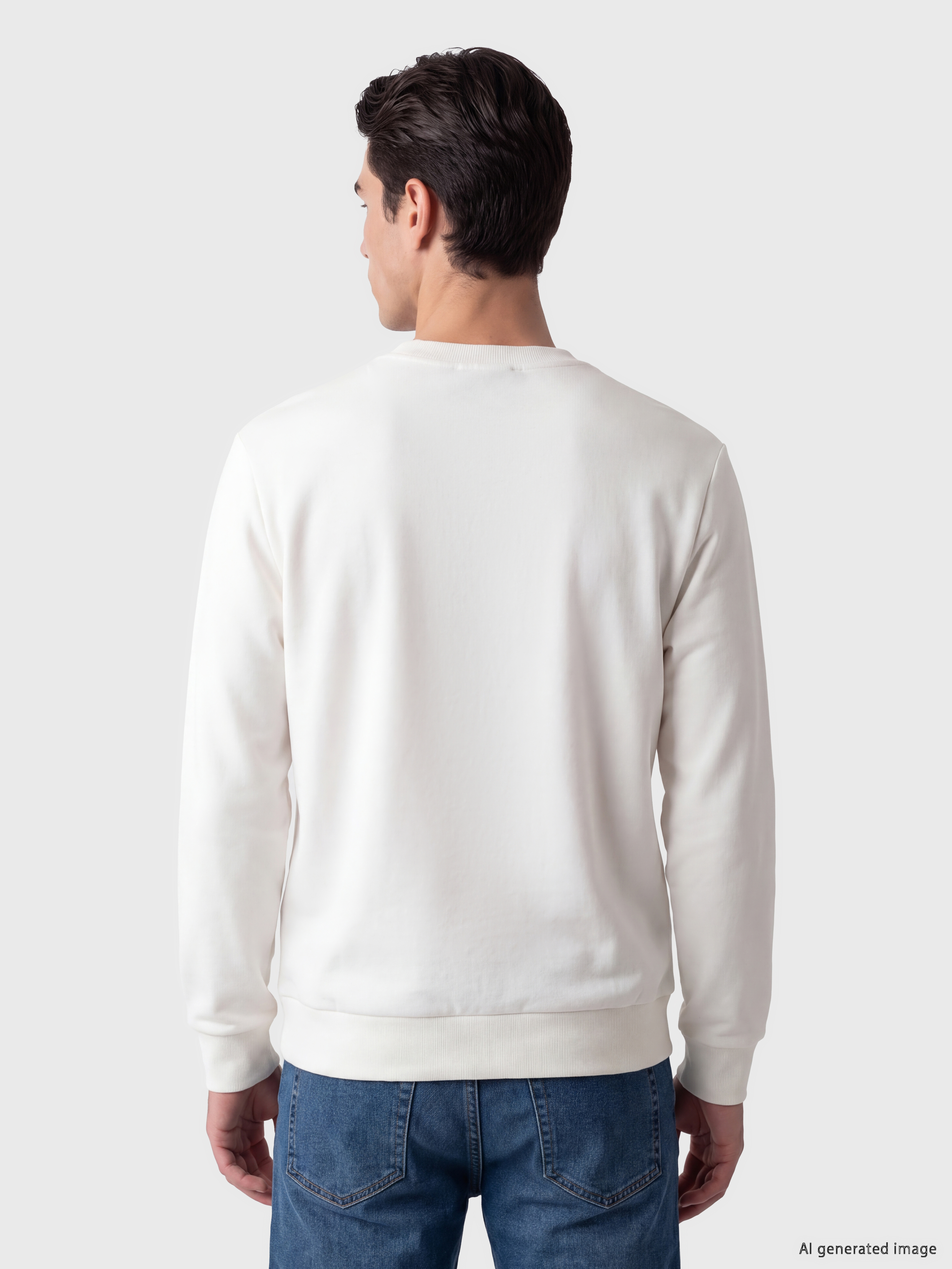 LCWAIKIKI Classic Bisiklet Yaka Baskılı Erkek Kalın Sweatshirt görsel 3