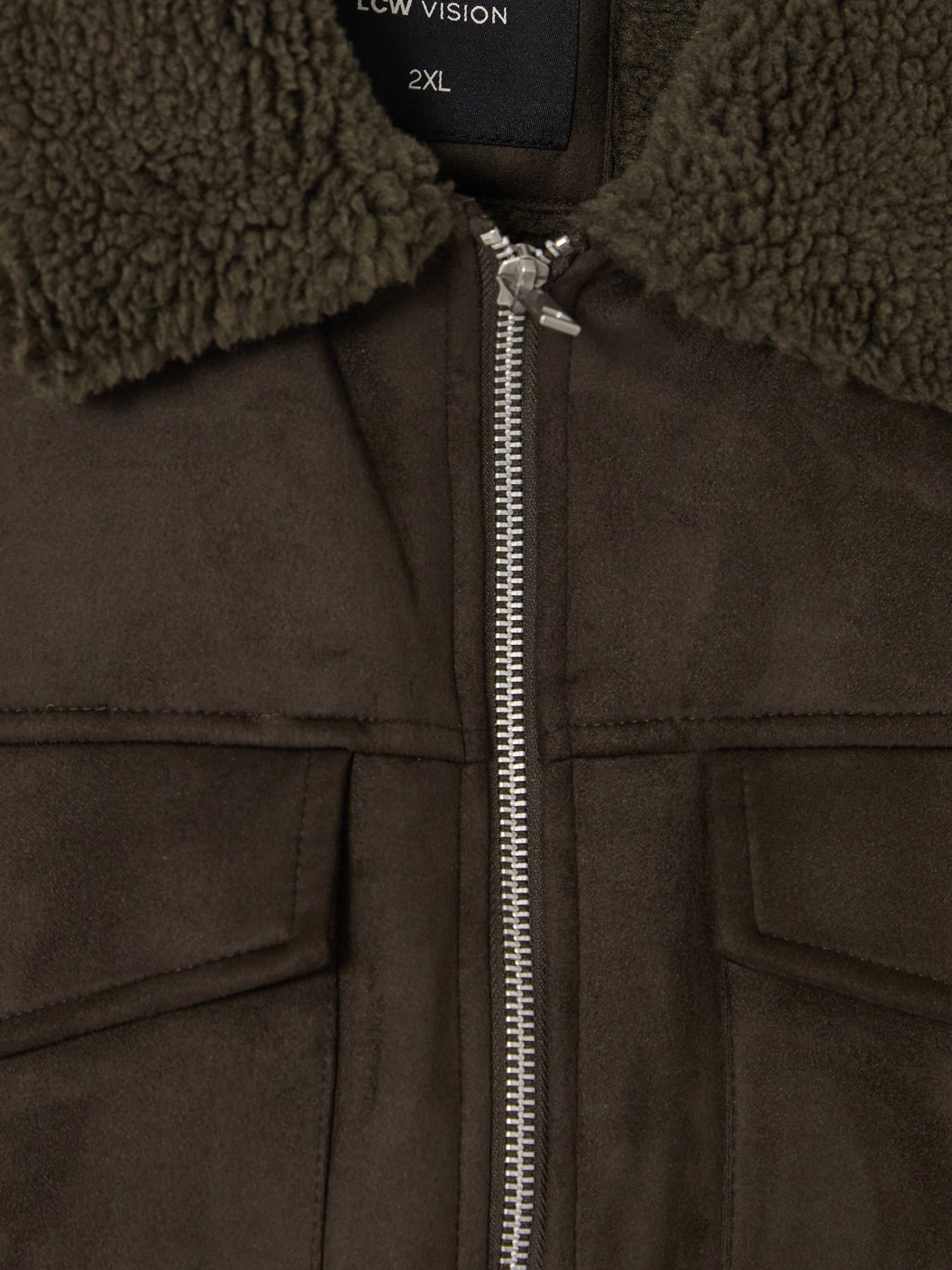 LCW ECO Regular Fit Kürk Yaka Süet Erkek Mont görsel 3