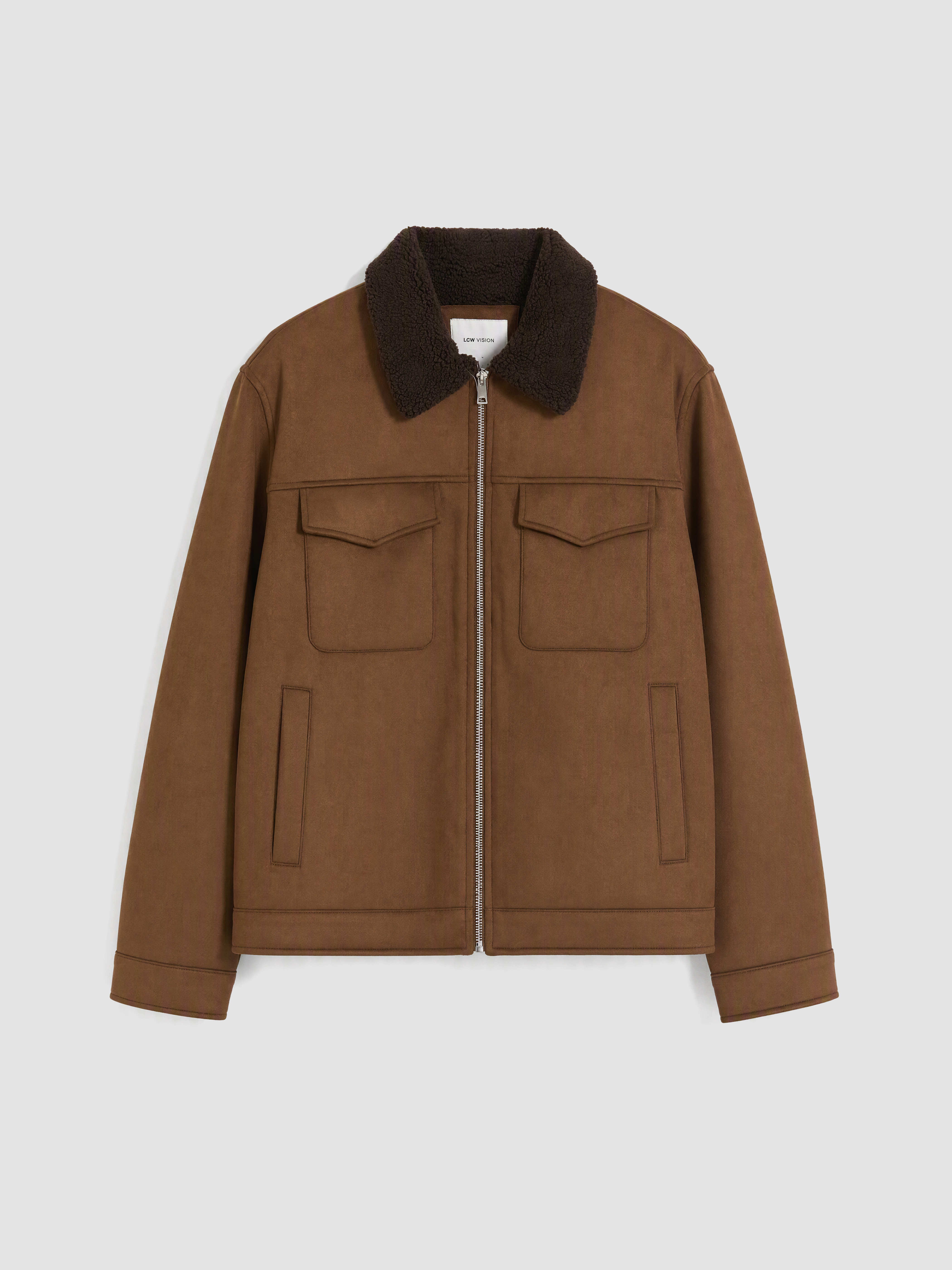 LCW ECO Regular Fit Kürk Yaka Süet Erkek Mont