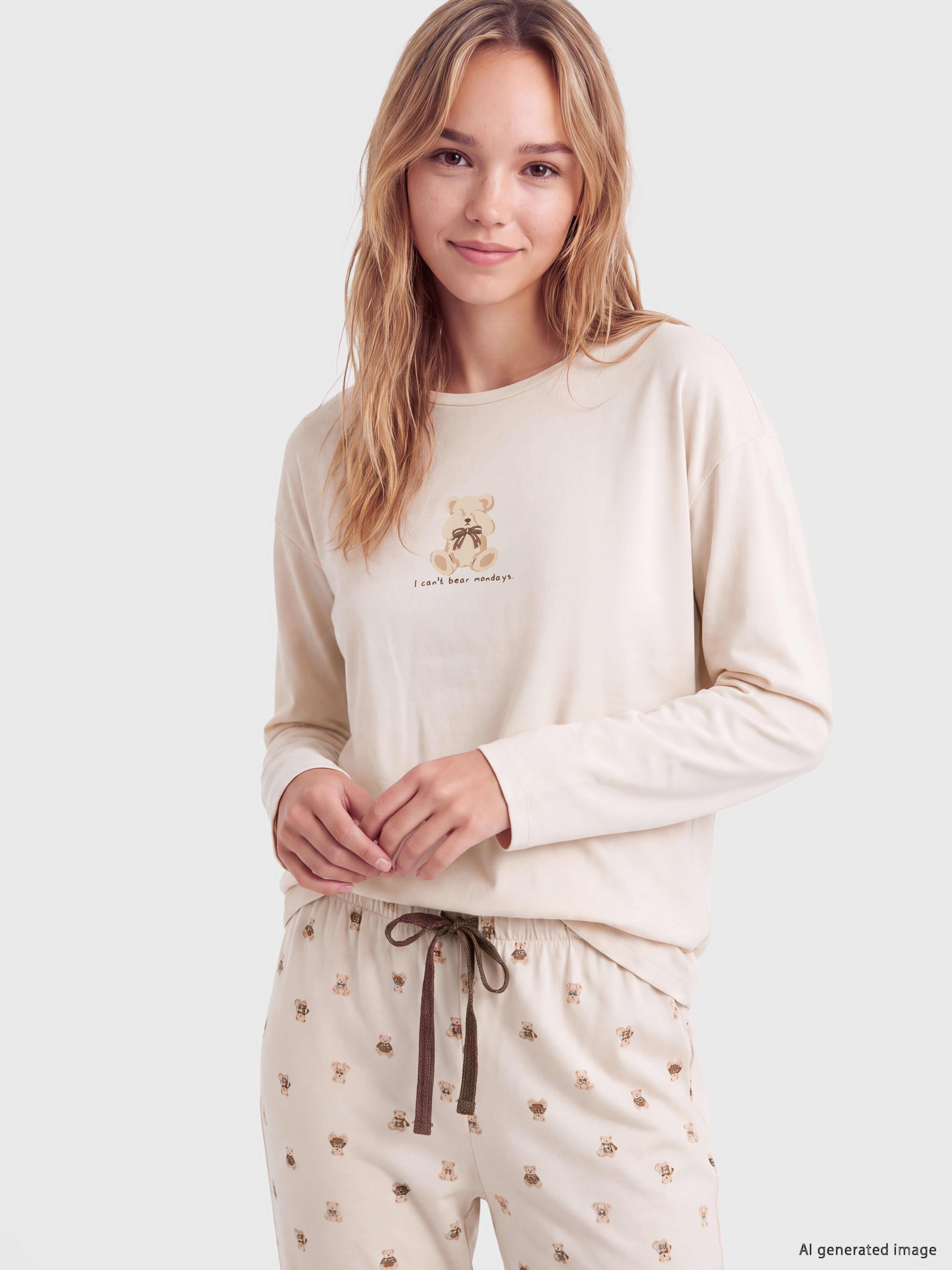 LCW DREAM Bisiklet Yaka Baskılı Kadın Pijama Takım görsel 2