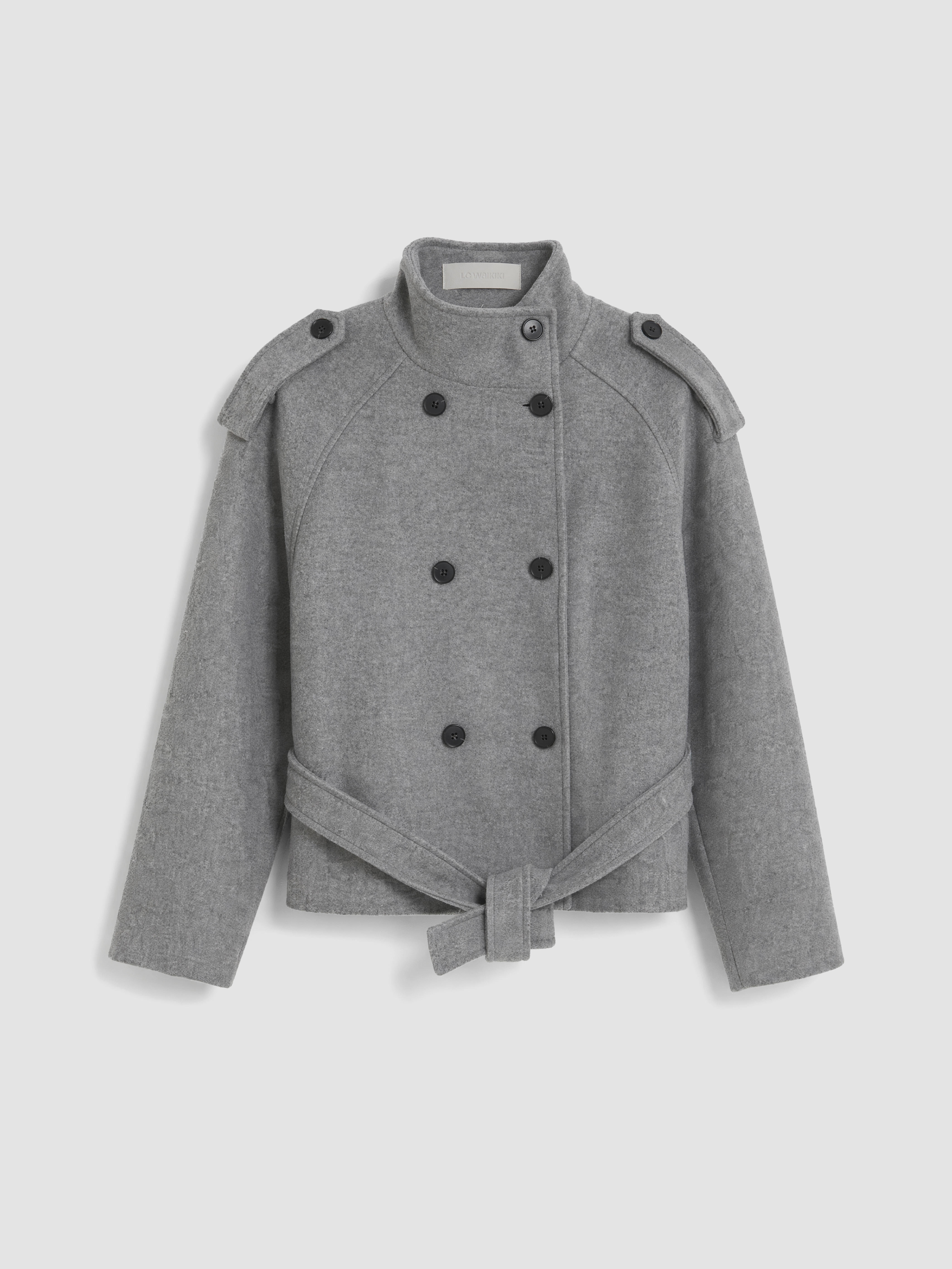 LCW Modest Kuşaklı Oversize Kadın Kaşe Kaban görsel 5