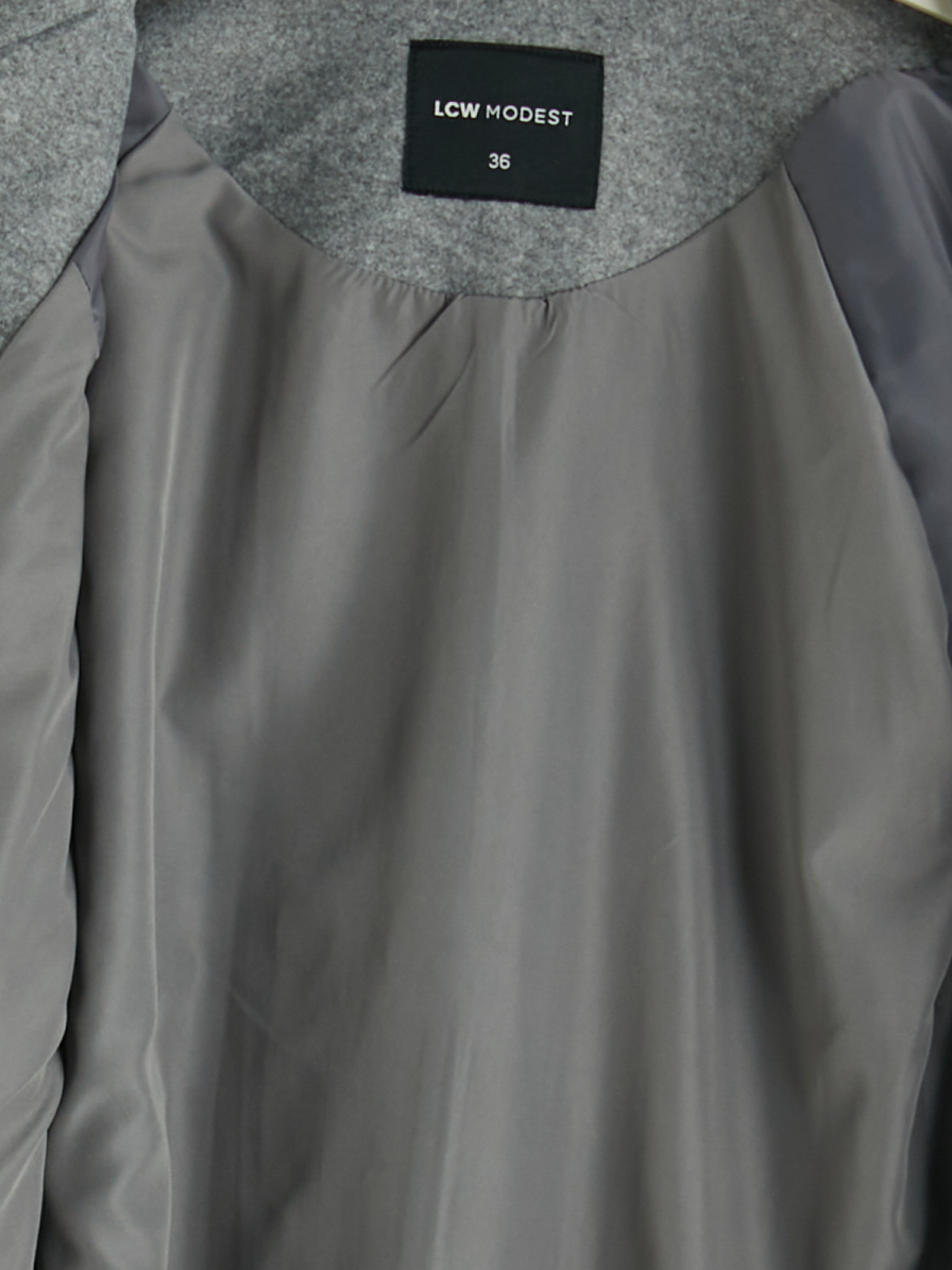 LCW Modest Kuşaklı Oversize Kadın Kaşe Kaban görsel 8