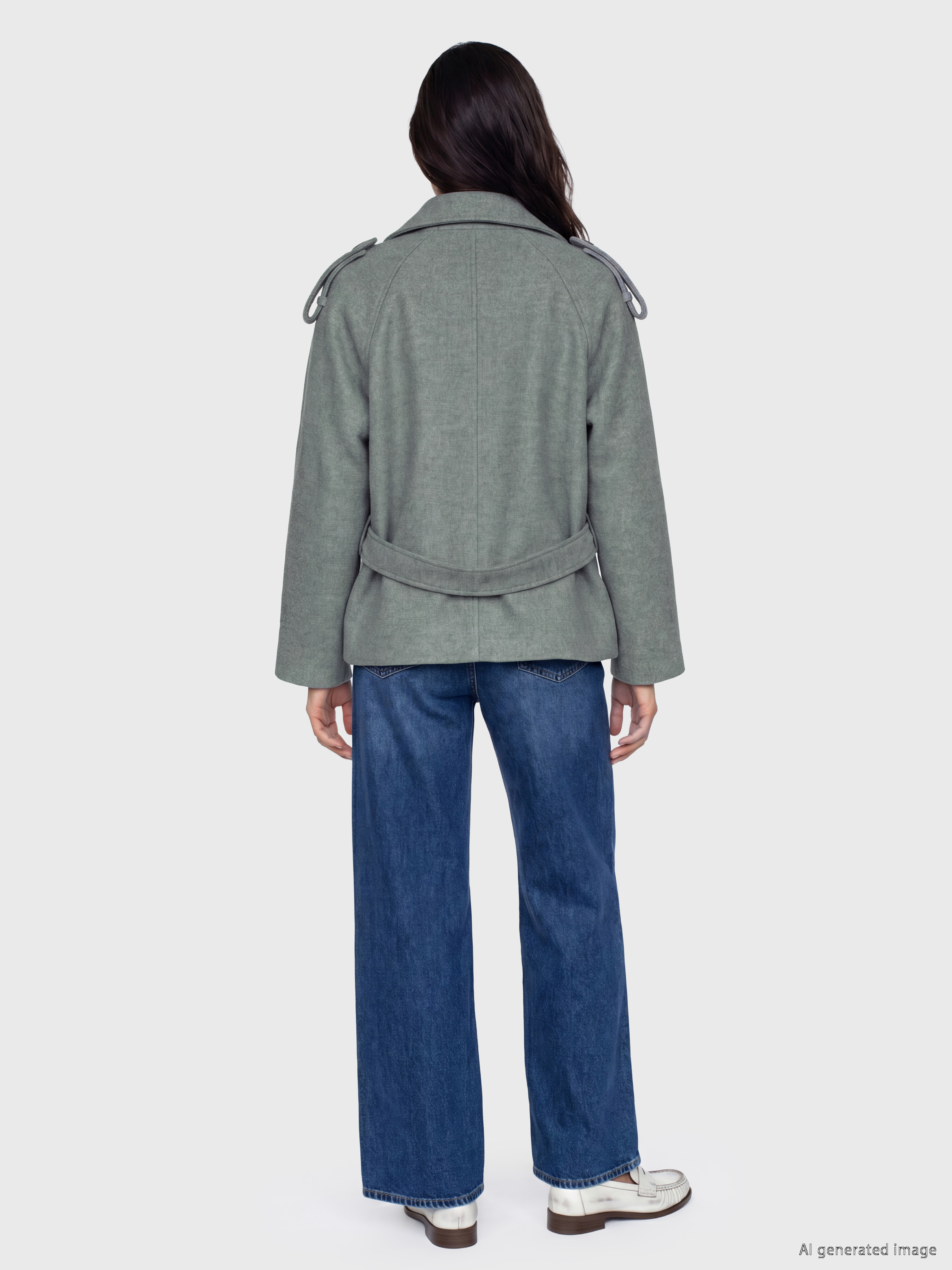 LCW Modest Kuşaklı Oversize Kadın Kaşe Kaban görsel 4