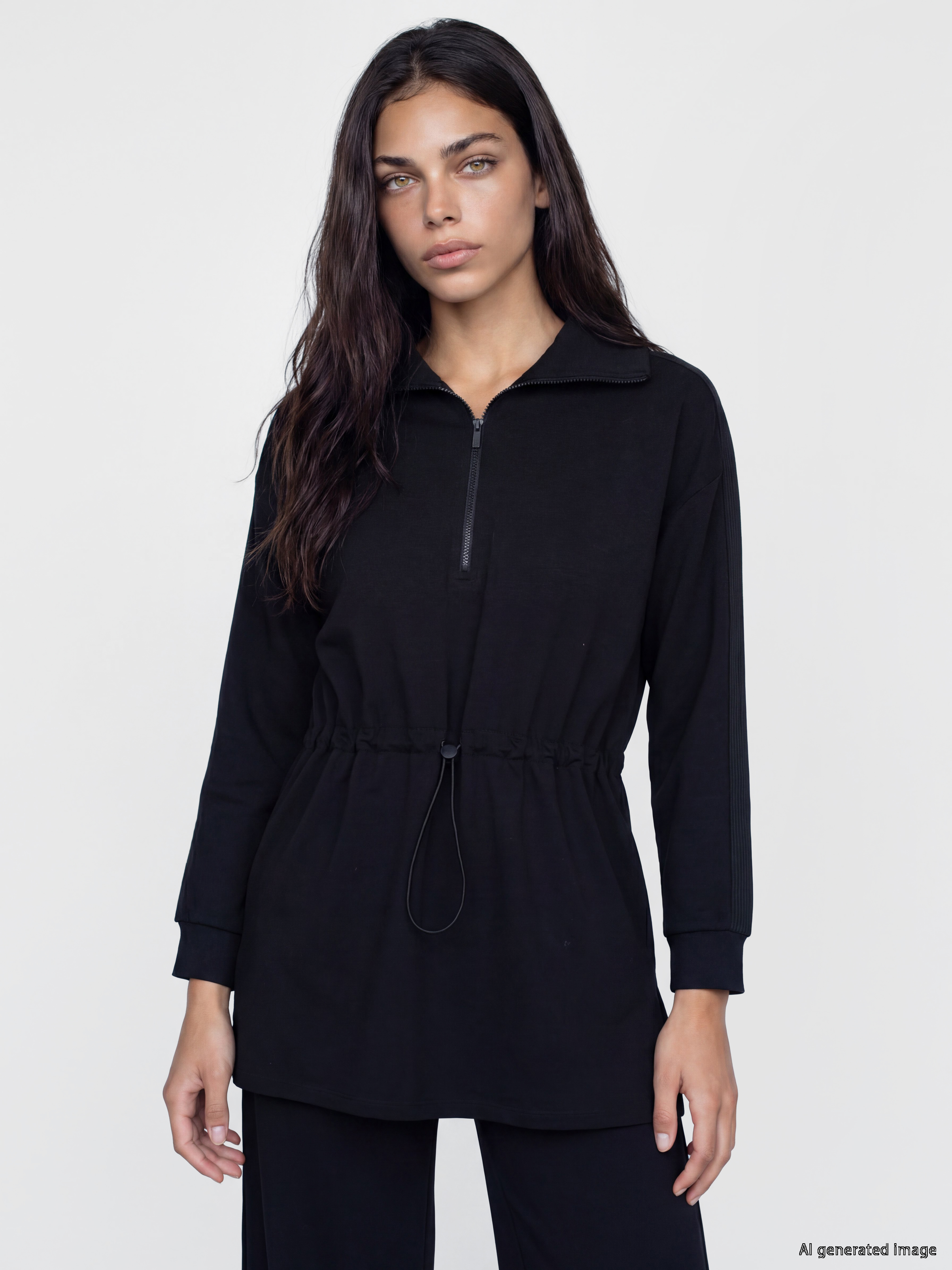 LCW Modest Fermuarlı Dik Yaka Kadın Sweatshirt Tunik