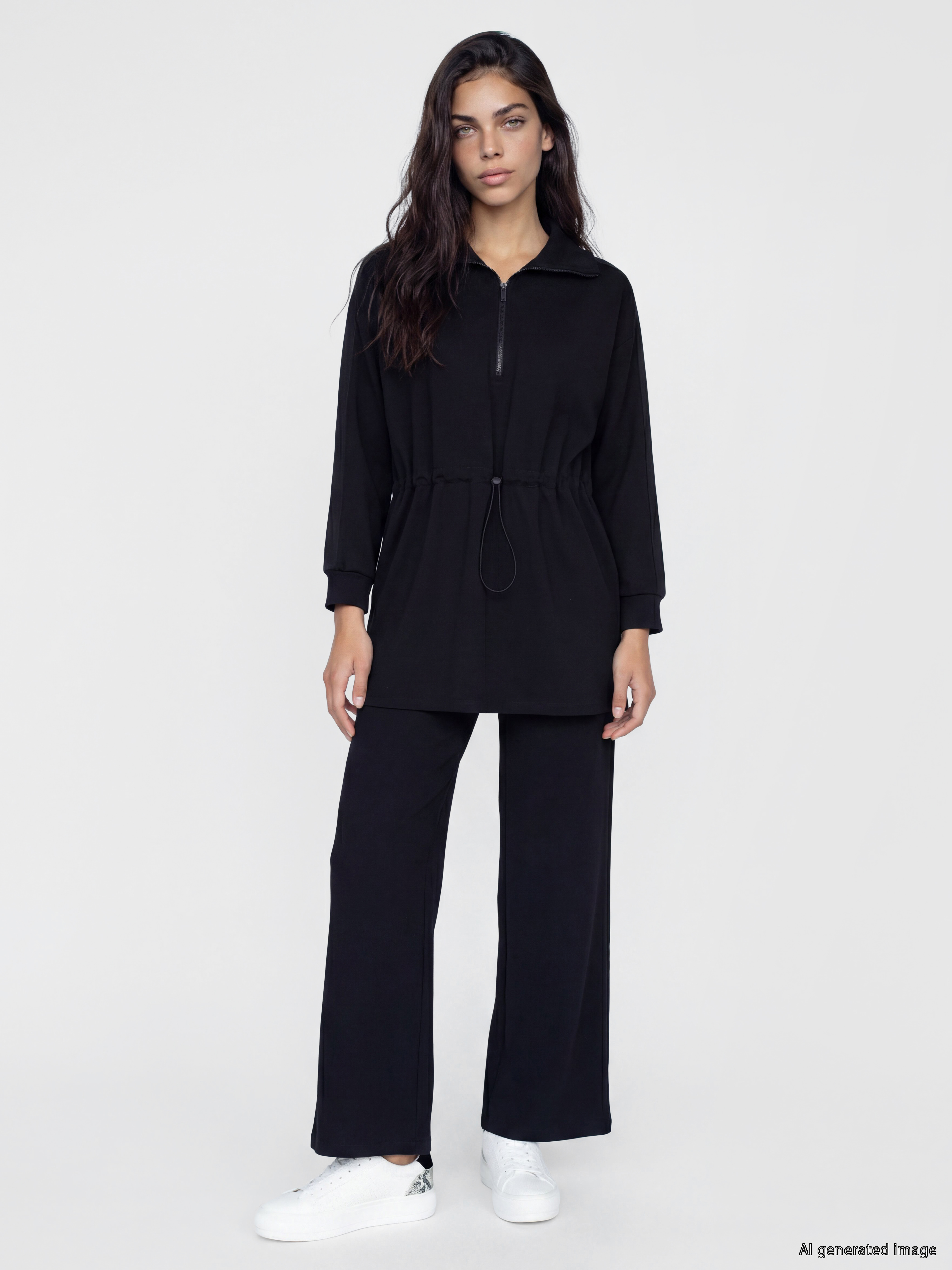 LCW Modest Fermuarlı Dik Yaka Kadın Sweatshirt Tunik görsel 2