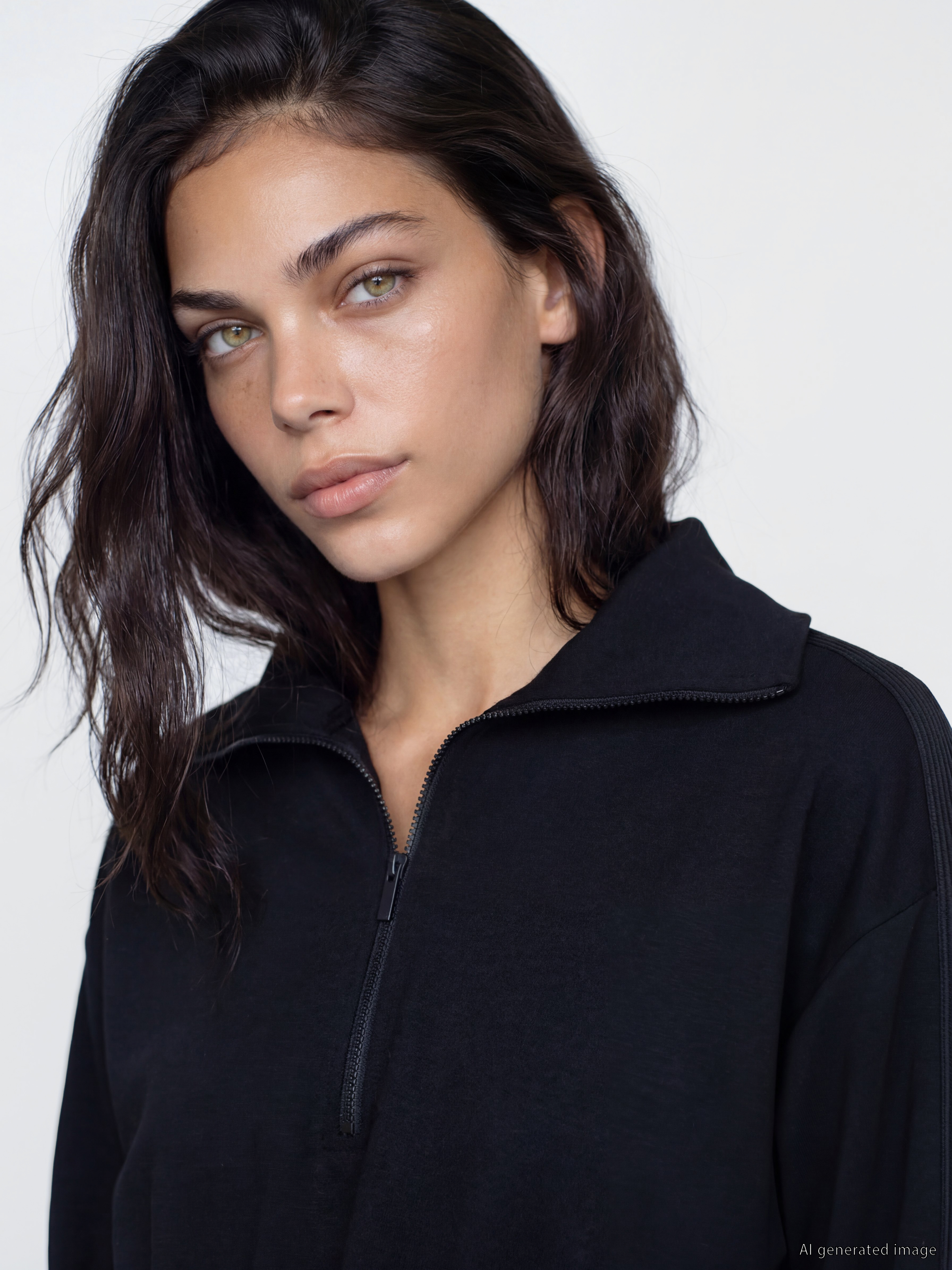 LCW Modest Fermuarlı Dik Yaka Kadın Sweatshirt Tunik görsel 3