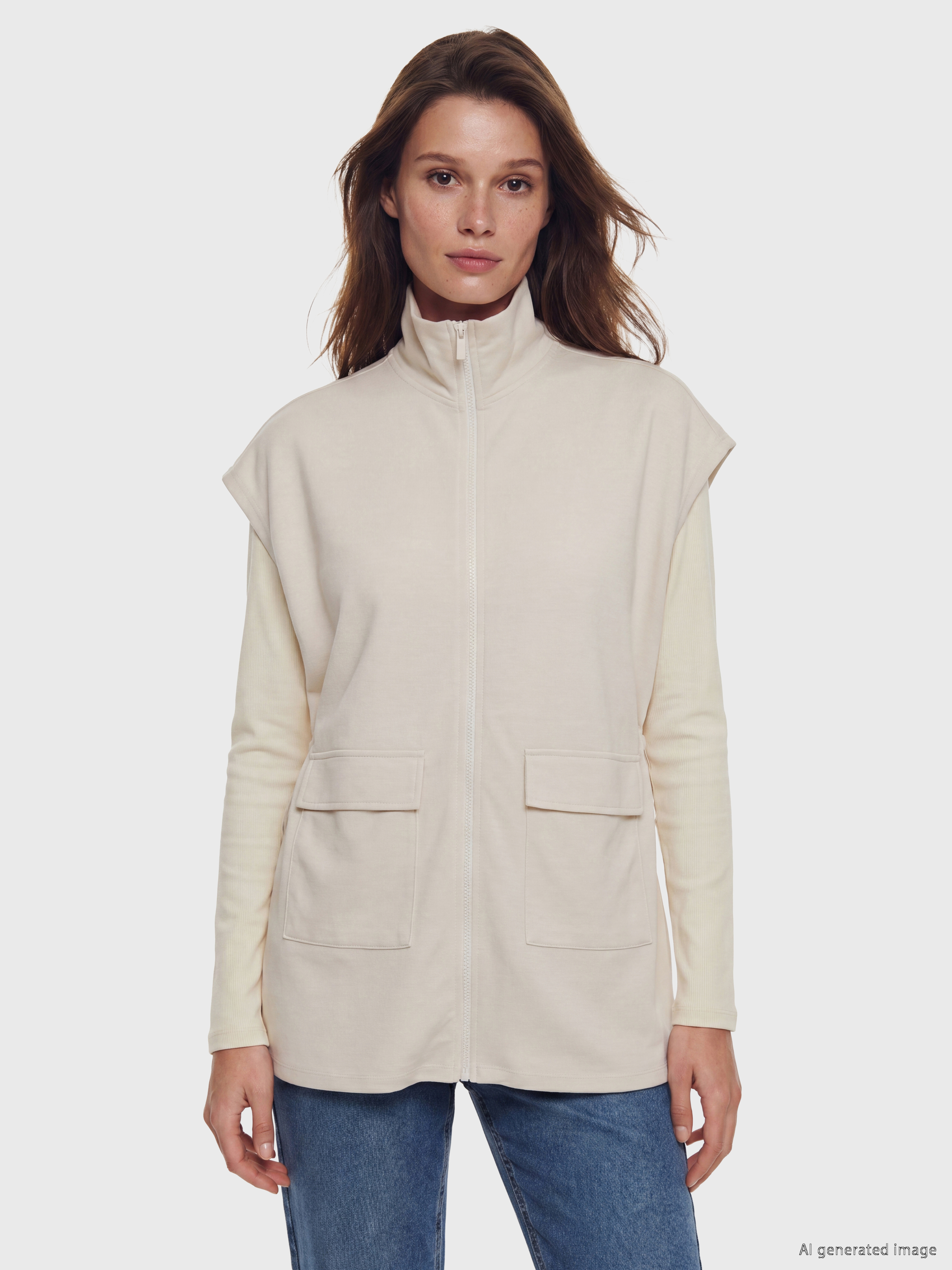 LCW Modest Dik Yaka Büzgülü Oversize Kadın Yelek