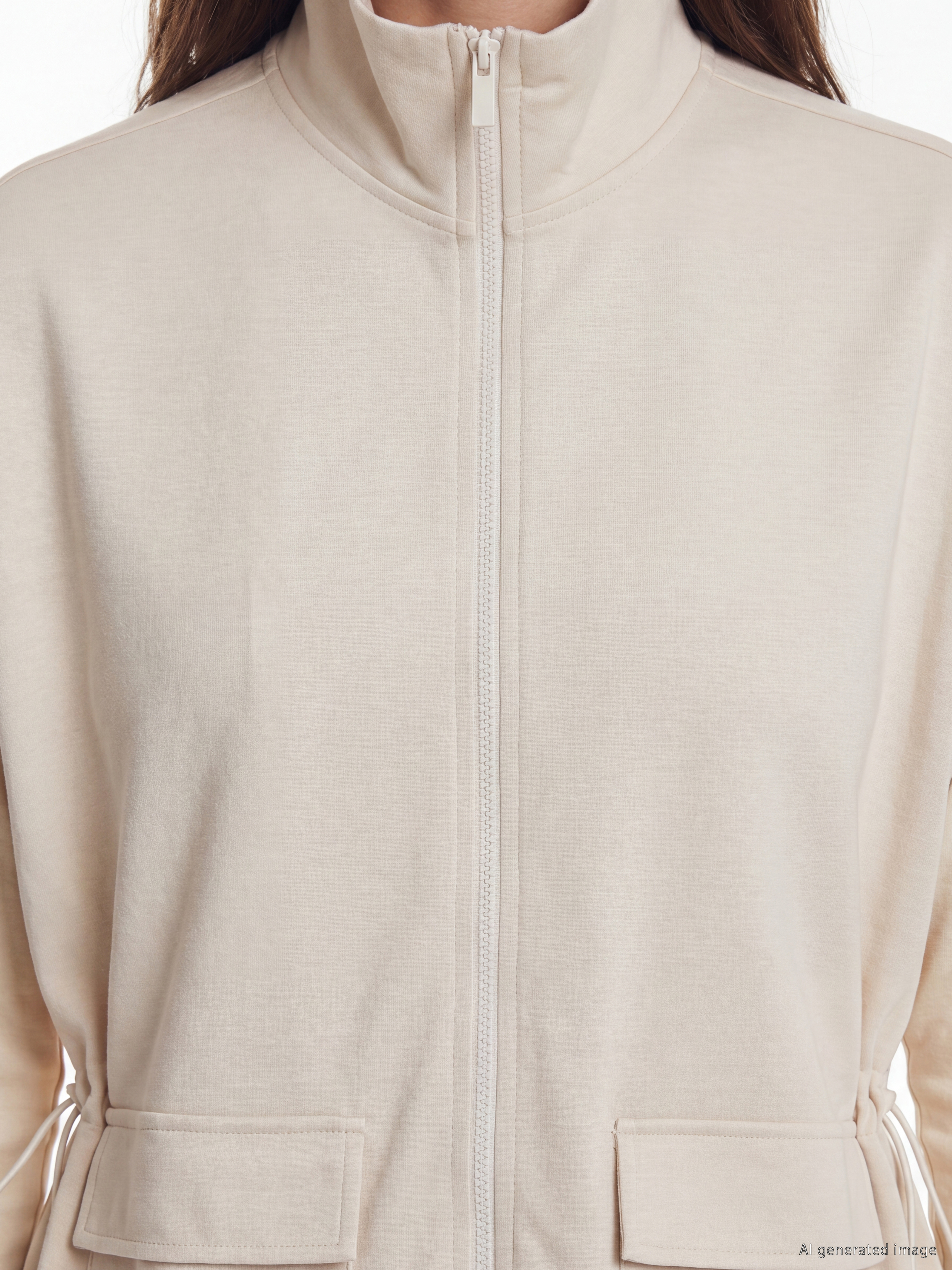 LCW Modest Dik Yaka Büzgülü Oversize Kadın Yelek görsel 3