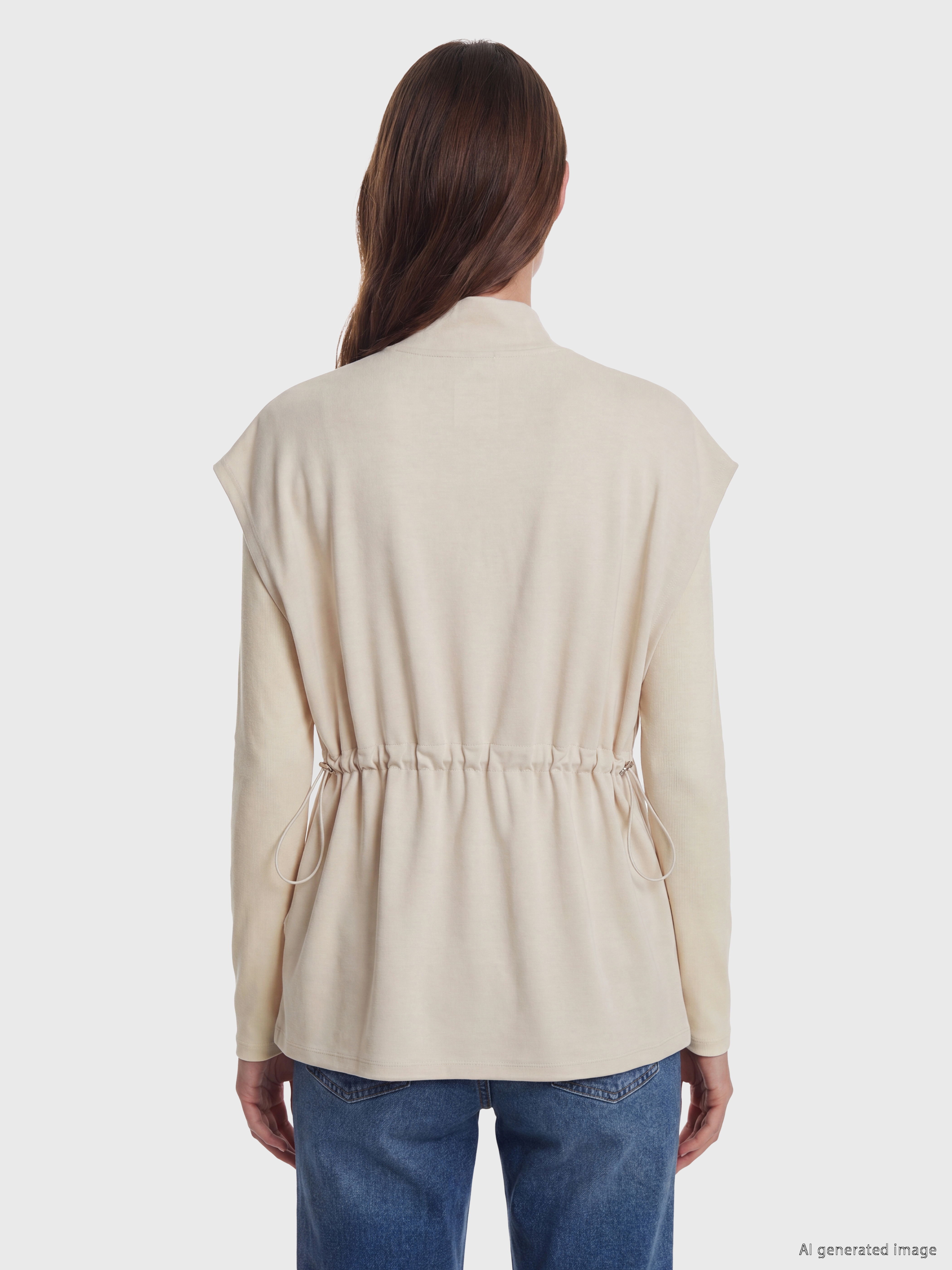 LCW Modest Dik Yaka Büzgülü Oversize Kadın Yelek görsel 4