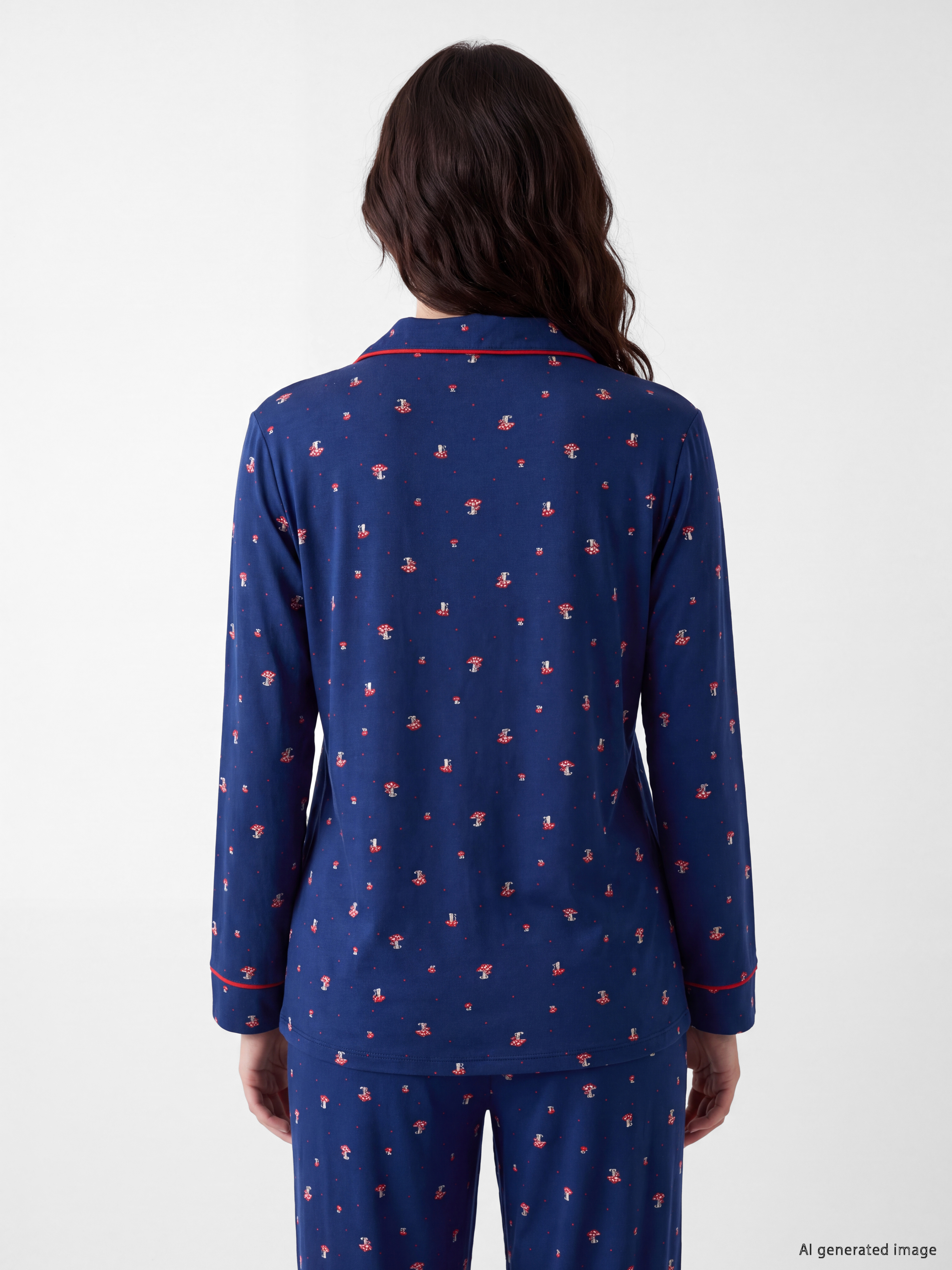 LCW DREAM Gömlek Yaka Desenli Hamile Pijama Takım görsel 4