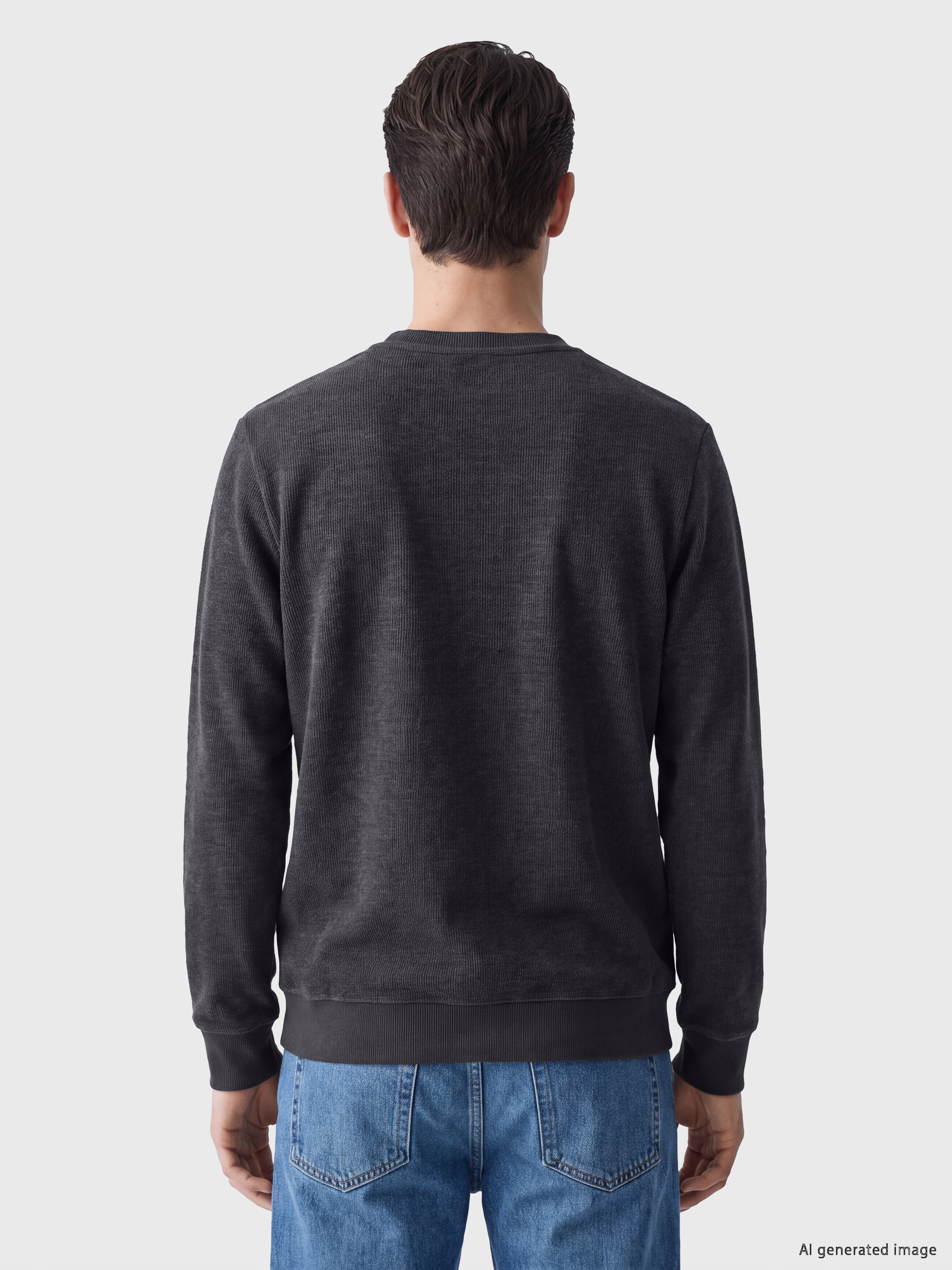 LCWAIKIKI Classic Bisiklet Yaka Baskılı Erkek Sweatshirt görsel 3