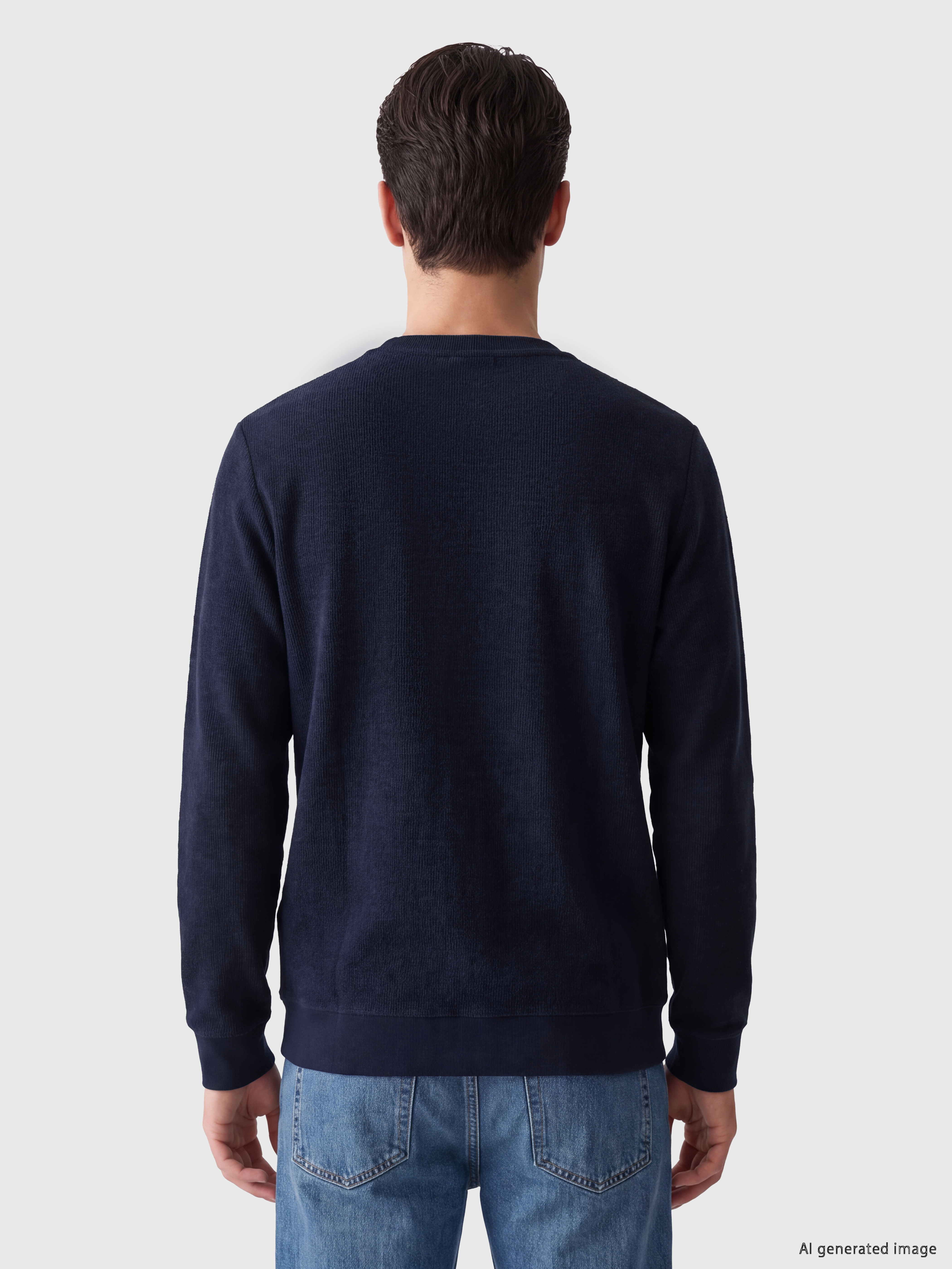 LCWAIKIKI Classic Bisiklet Yaka Baskılı Erkek Sweatshirt görsel 3