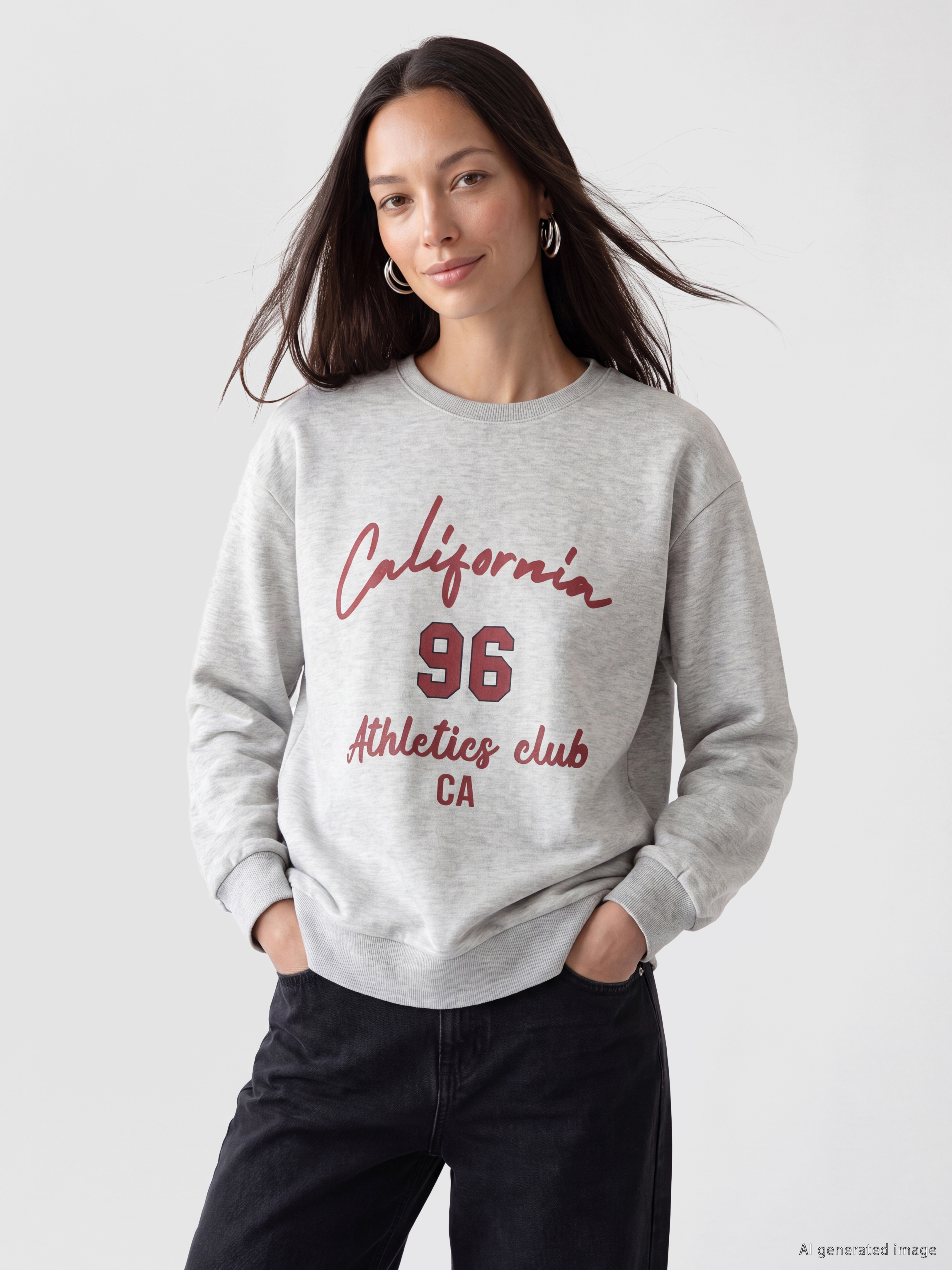 LC WAIKIKI California Baskılı Oversize Kadın Sweatshirt