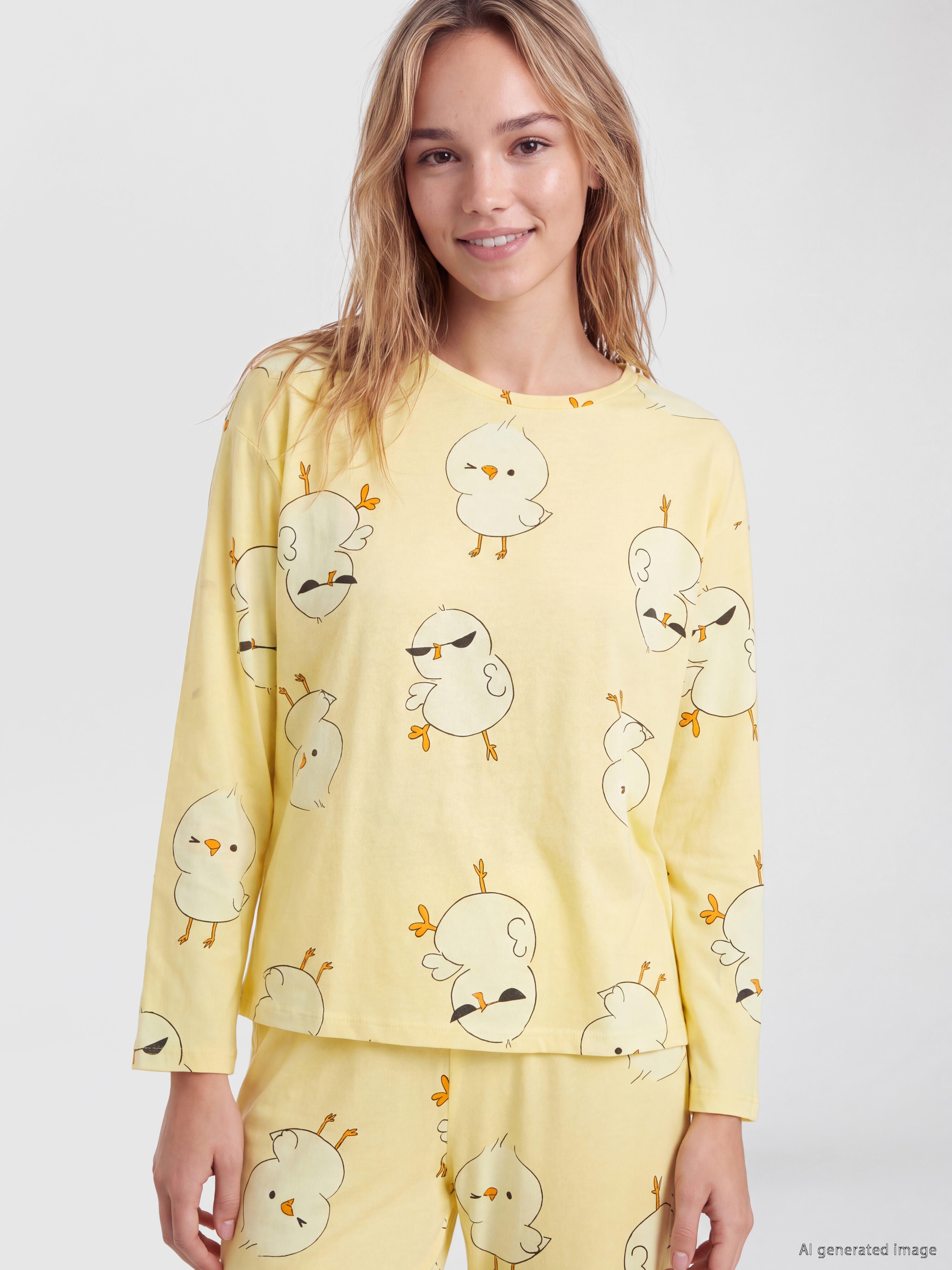 LCW Young Bisiklet Yaka Desenli Pijama Takım görsel 2