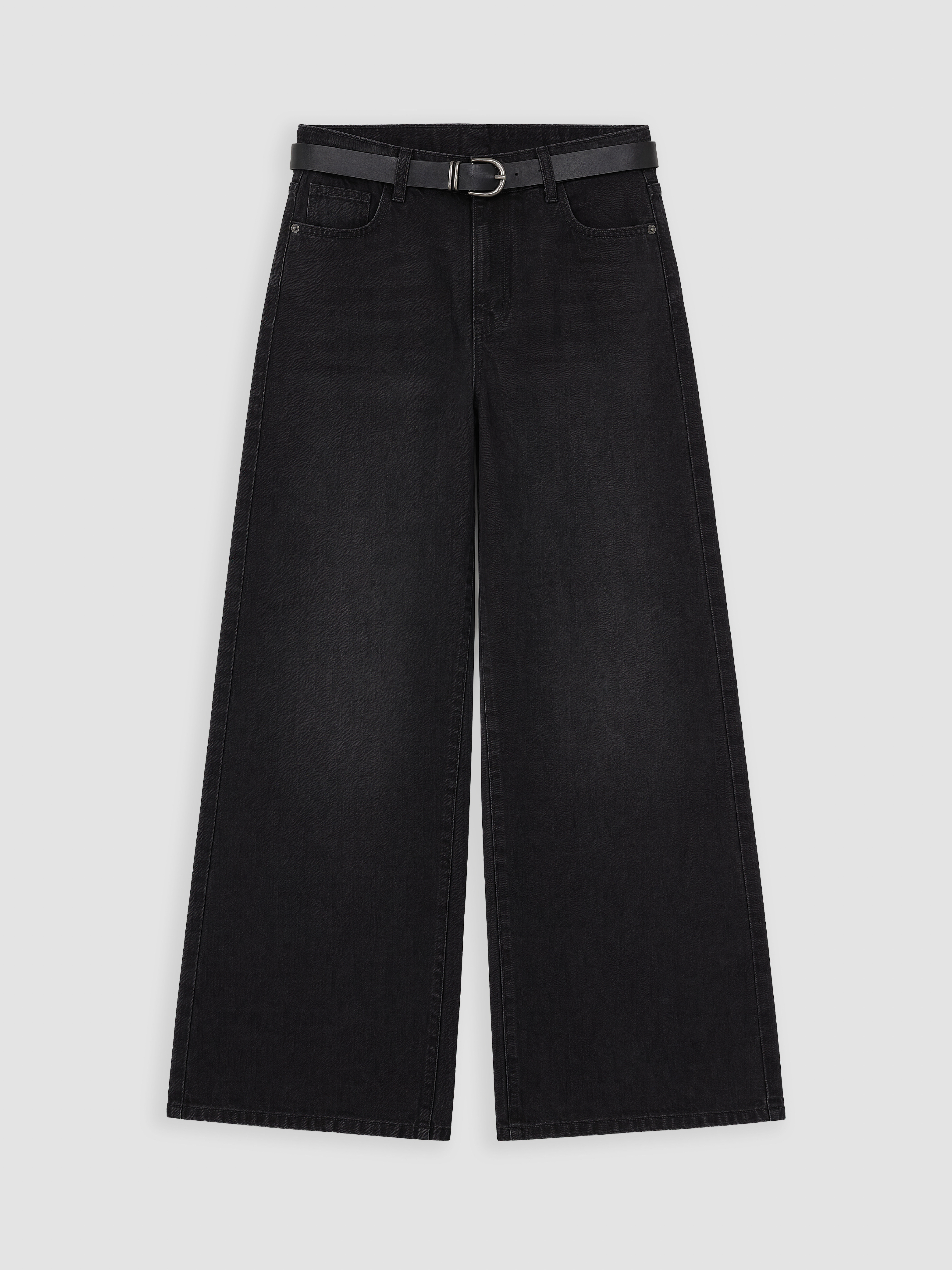 LCW Jeans Beli Kemerli Wideleg Kadın Jean Pantolon görsel 5