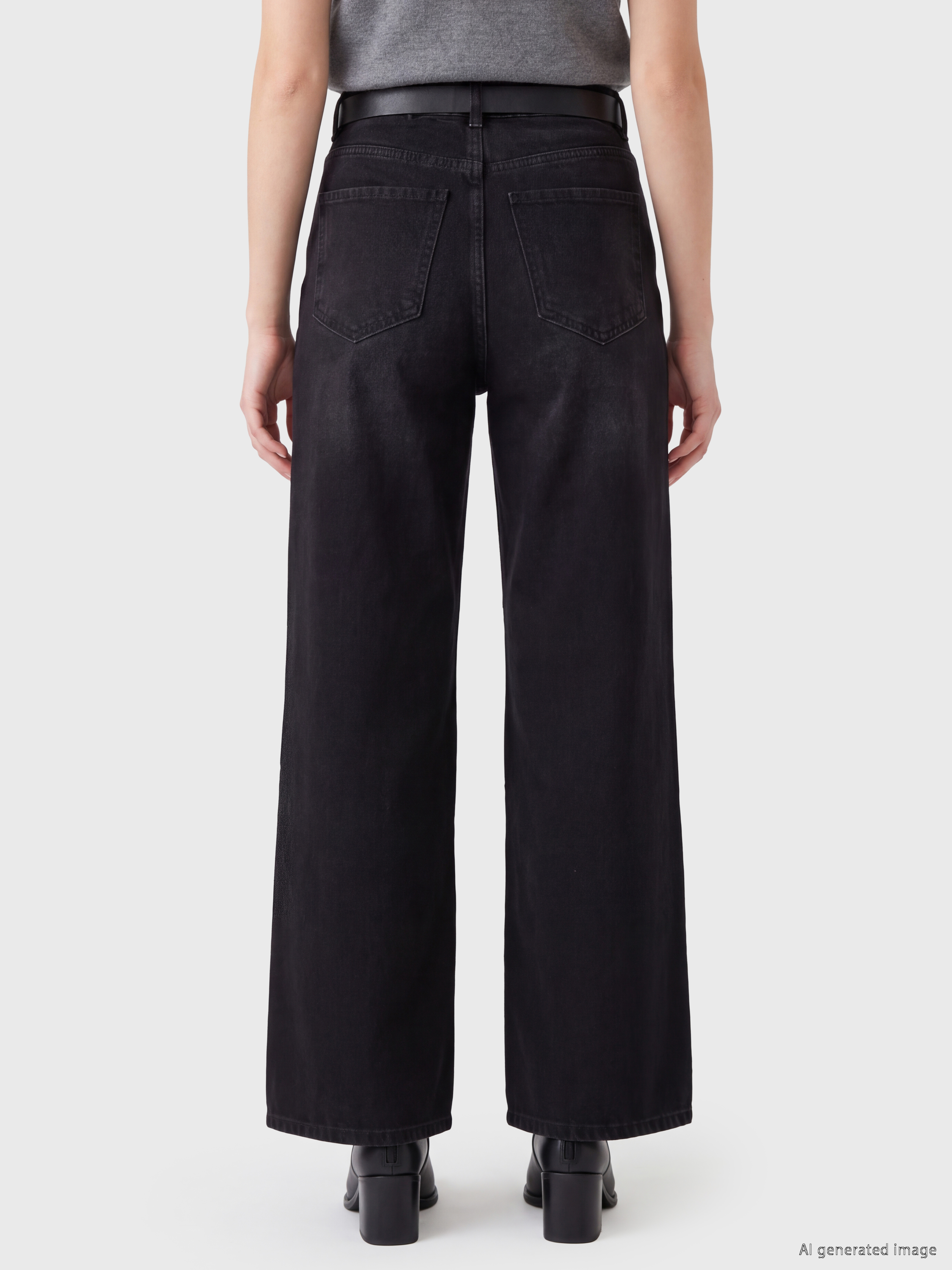 LCW Jeans Beli Kemerli Wideleg Kadın Jean Pantolon görsel 4