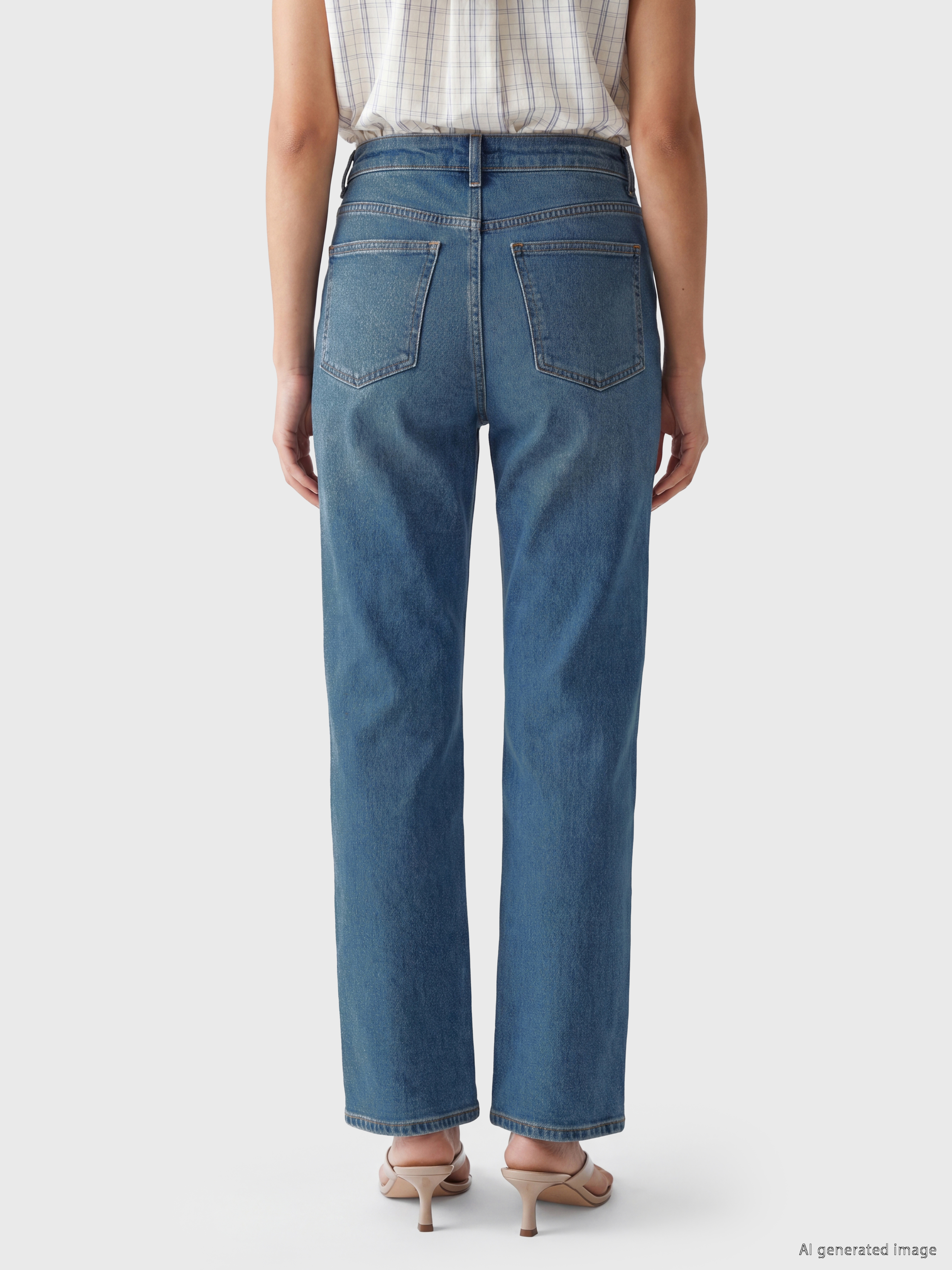 LCW Jeans Yüksek Bel Straight Fit Kadın Jean Pantolon görsel 4