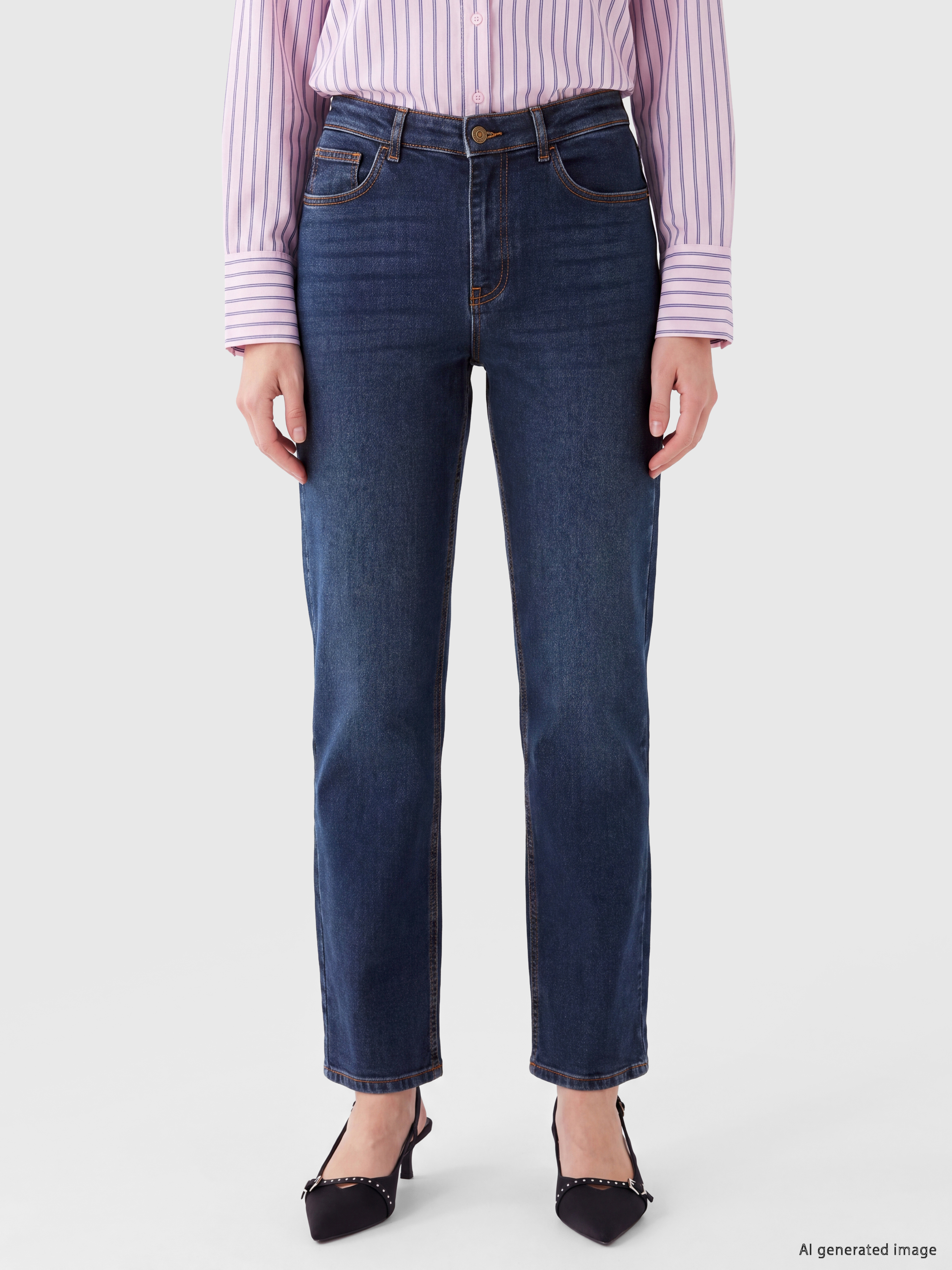 LCW Jeans Yüksek Bel Straight Fit Kadın Jean Pantolon görsel 2