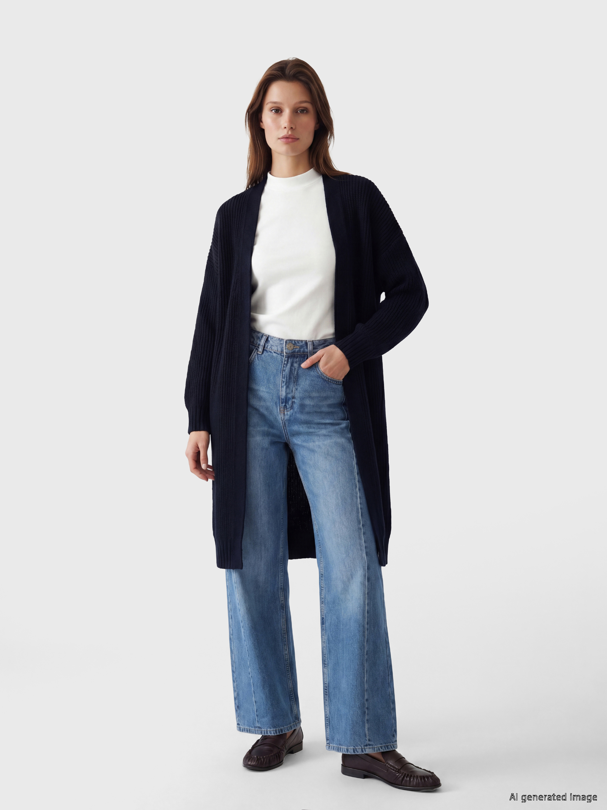 LCW Modest Şal Yaka Oversize Kadın Triko Hırka