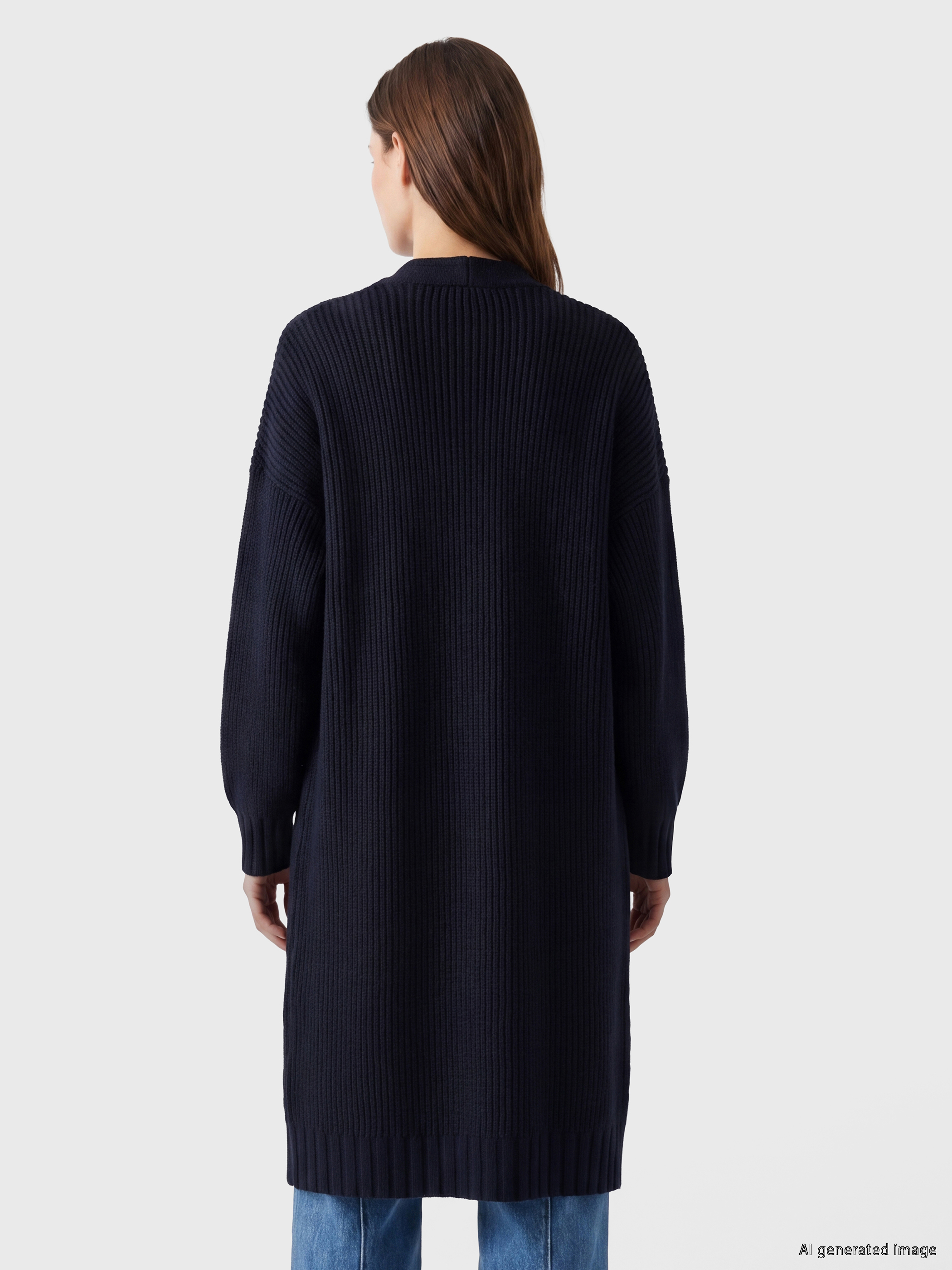LCW Modest Şal Yaka Oversize Kadın Triko Hırka görsel 4