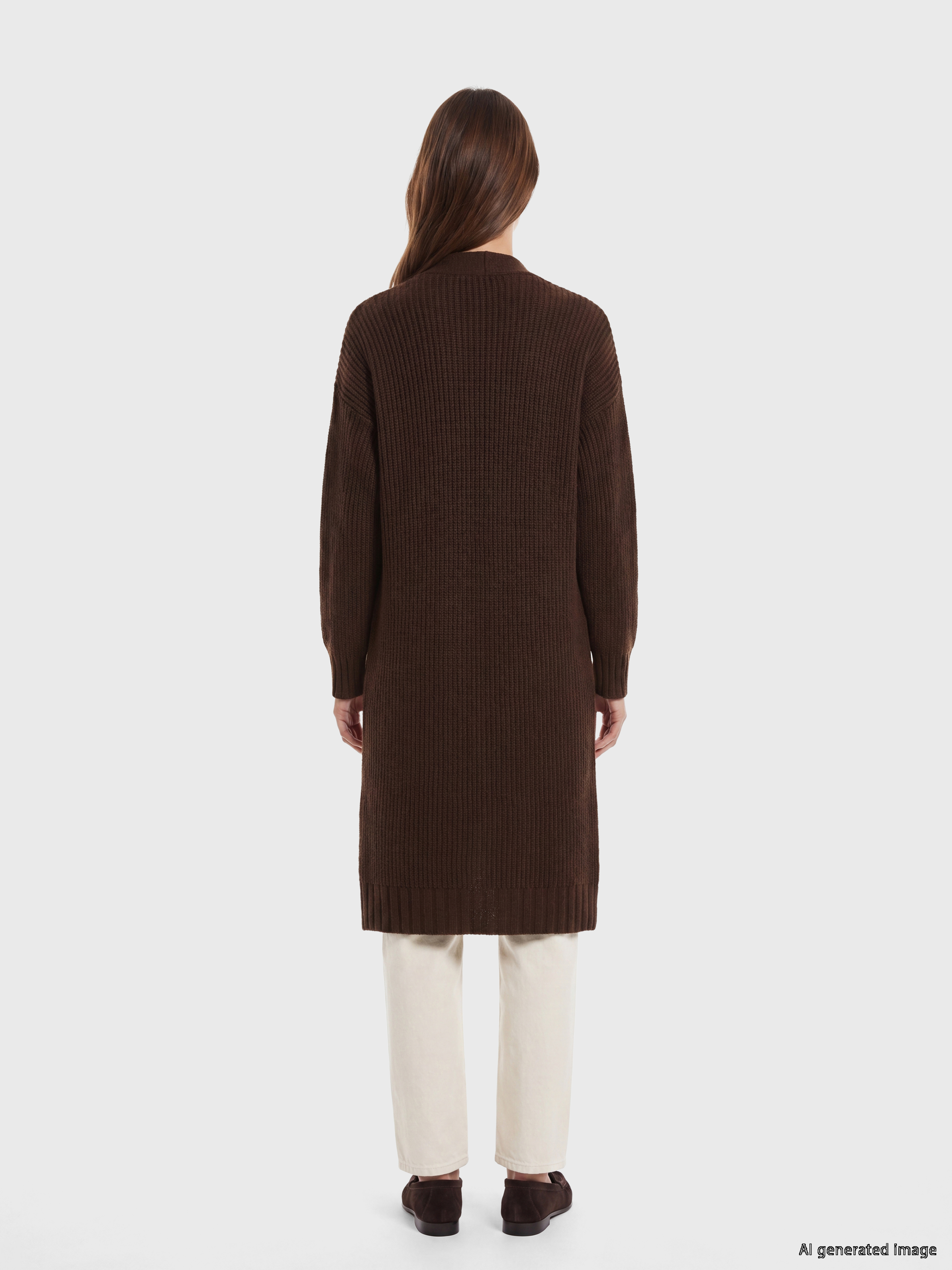 LCW Modest Şal Yaka Oversize Kadın Triko Hırka görsel 4