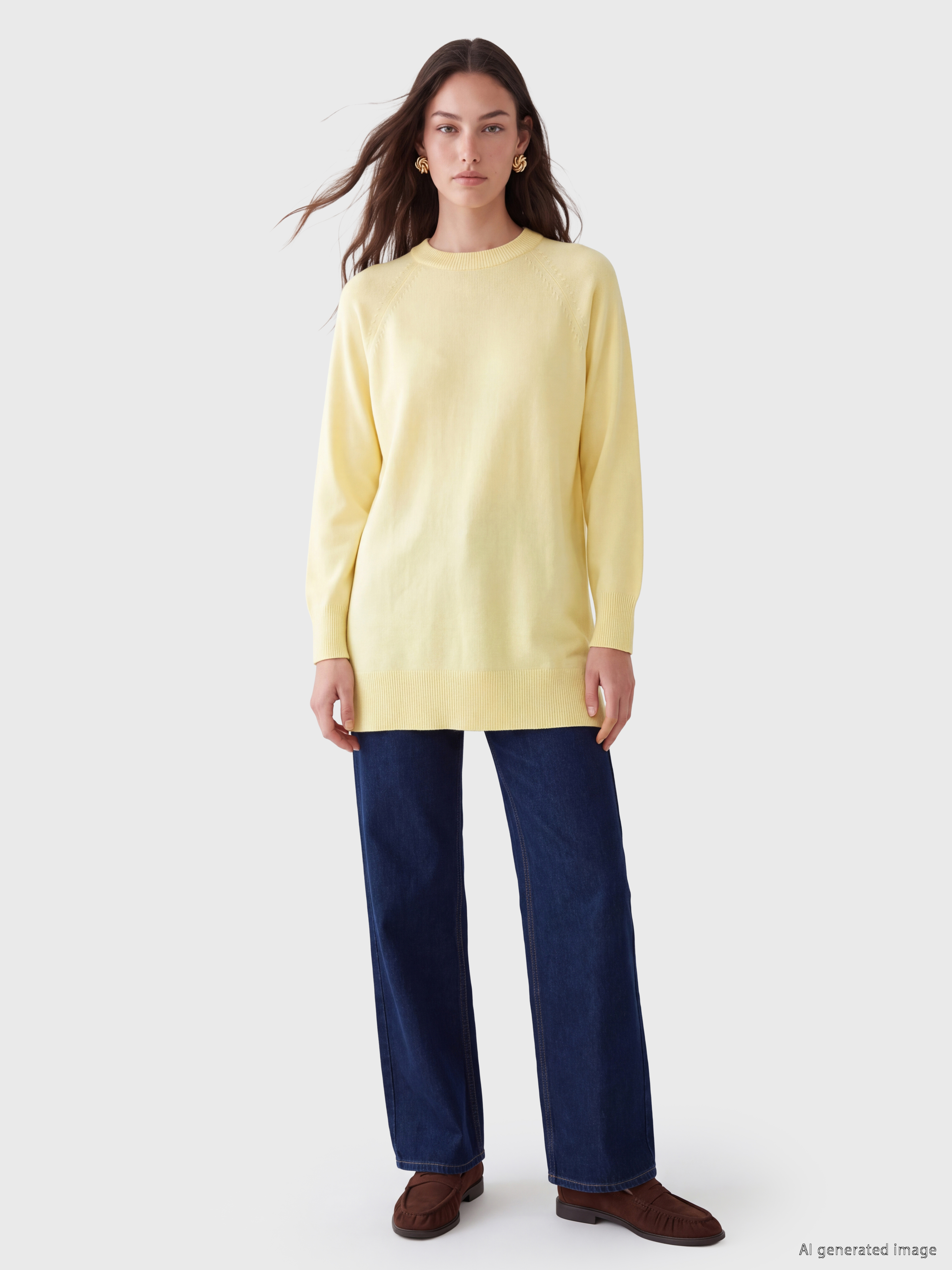 LCW Modest Bisiklet Yaka Kadın Triko Tunik görsel 2