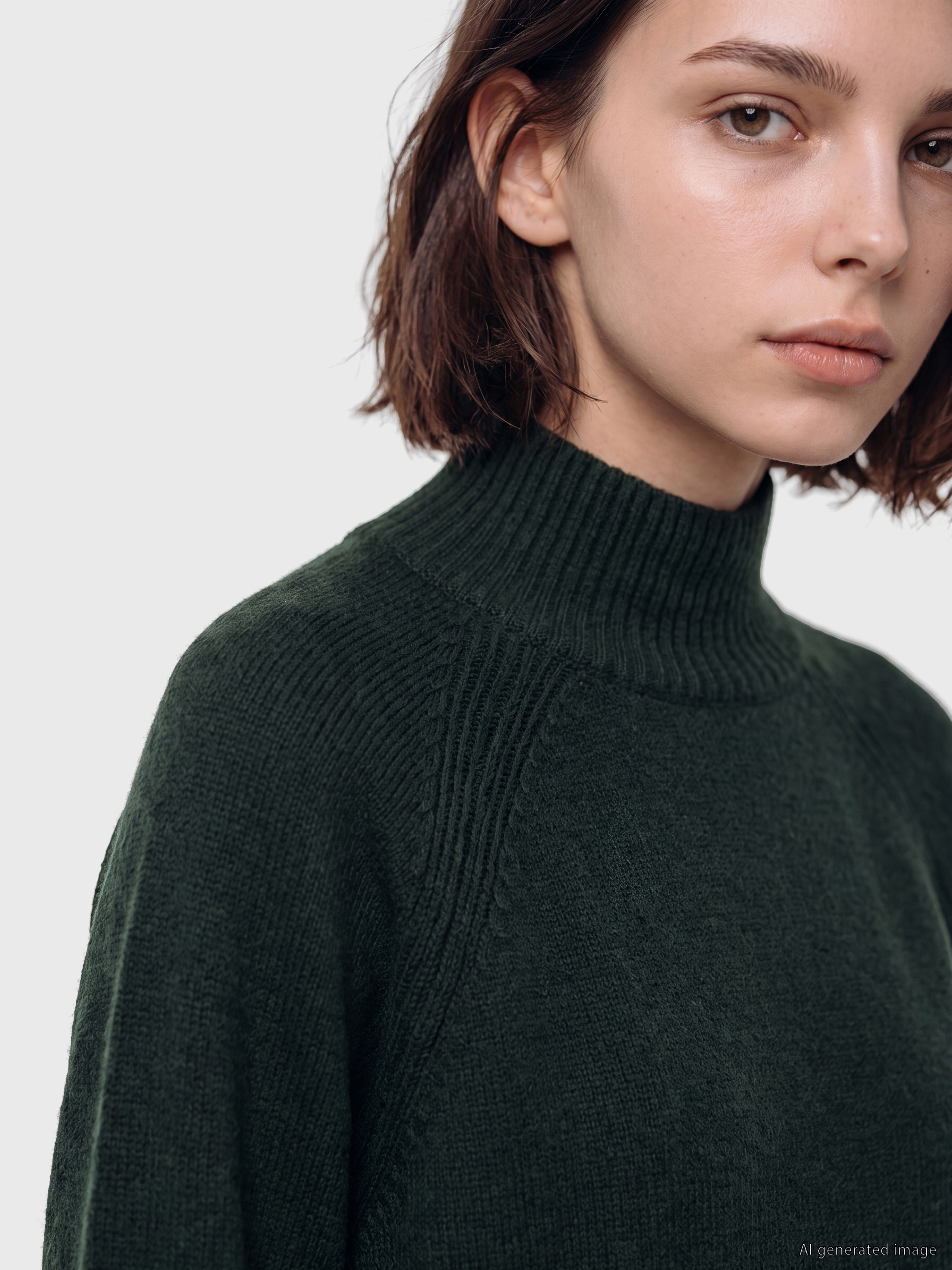 LCW Modest Yarım Balıkçı Yaka Oversize Kadın Triko Tunik görsel 3