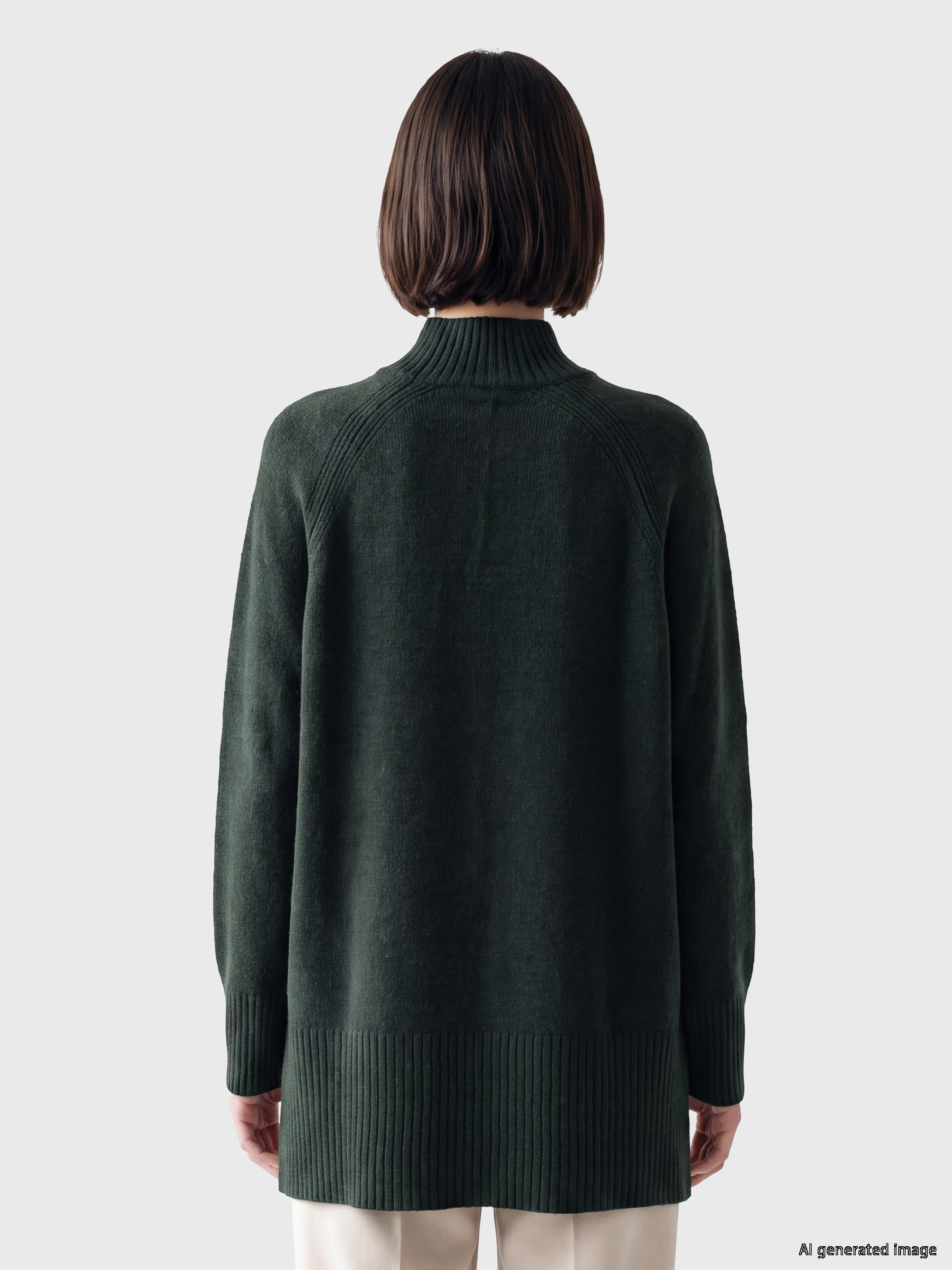 LCW Modest Yarım Balıkçı Yaka Oversize Kadın Triko Tunik görsel 4