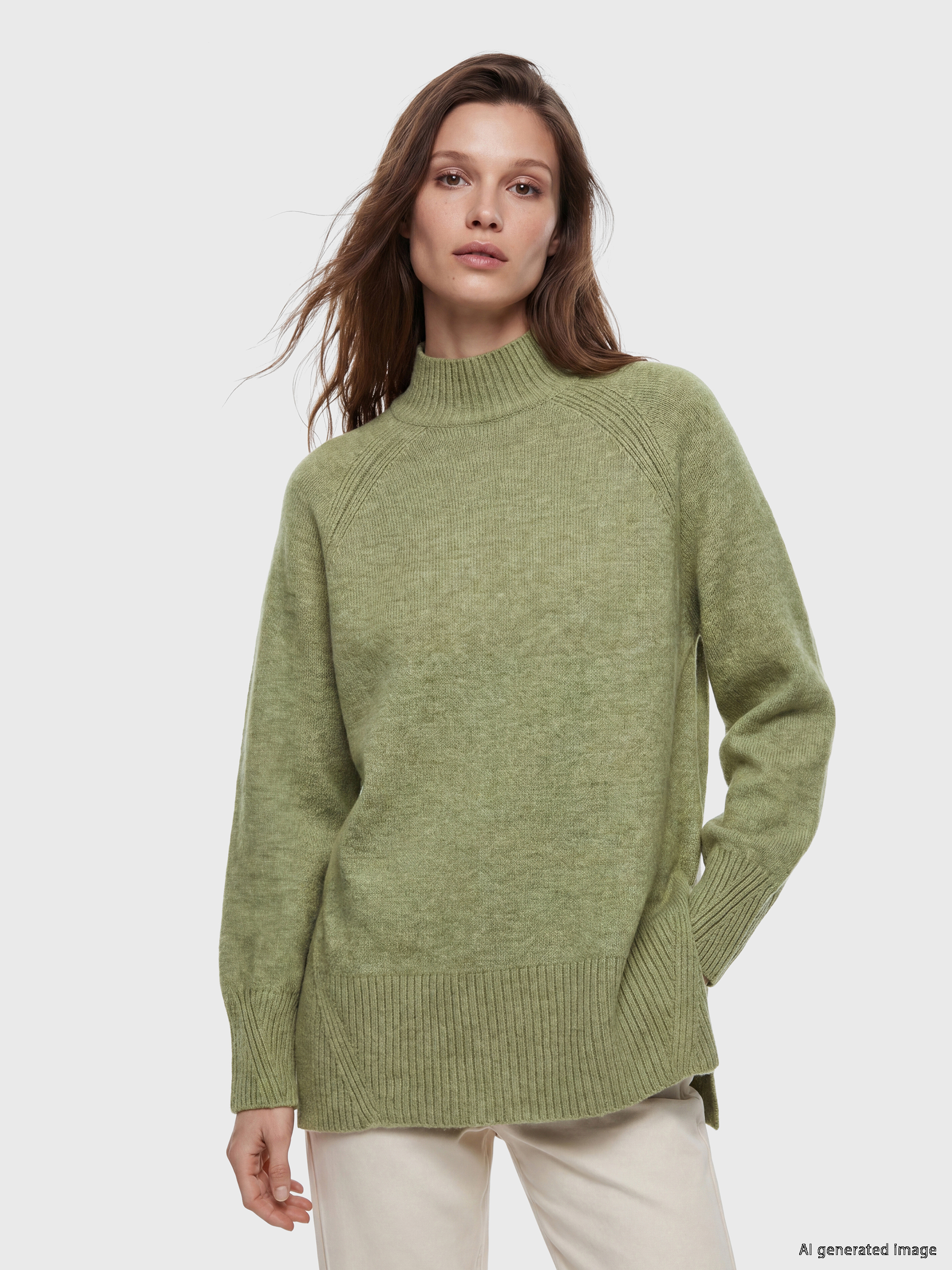 LCW Modest Yarım Balıkçı Yaka Oversize Kadın Triko Tunik