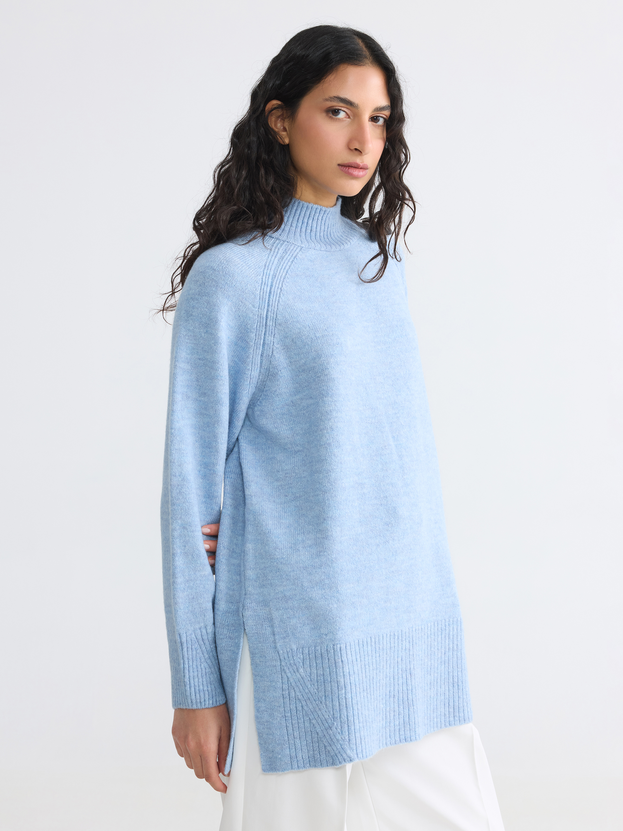 LCW Modest Yarım Balıkçı Yaka Oversize Kadın Triko Tunik