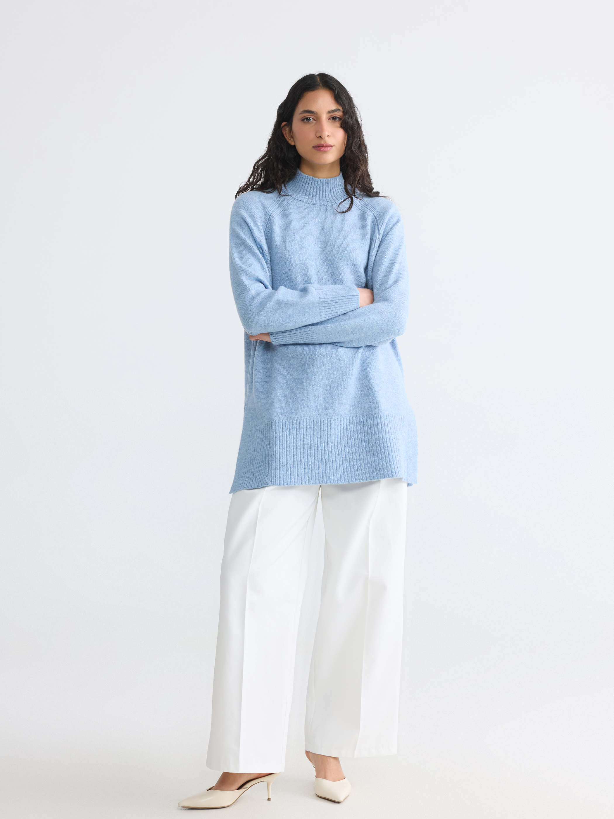 LCW Modest Yarım Balıkçı Yaka Oversize Kadın Triko Tunik görsel 2