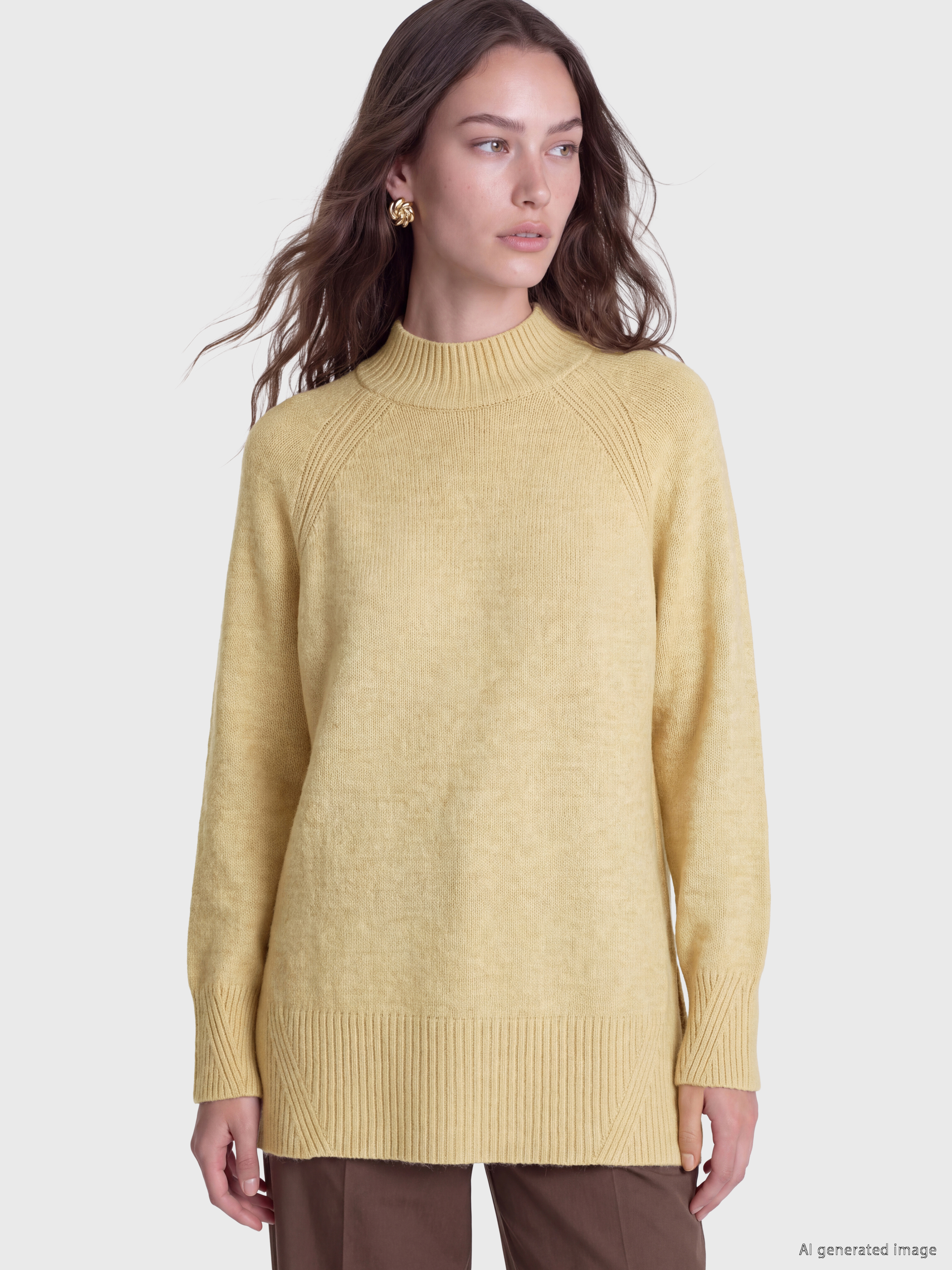 LCW Modest Yarım Balıkçı Yaka Oversize Kadın Triko Tunik